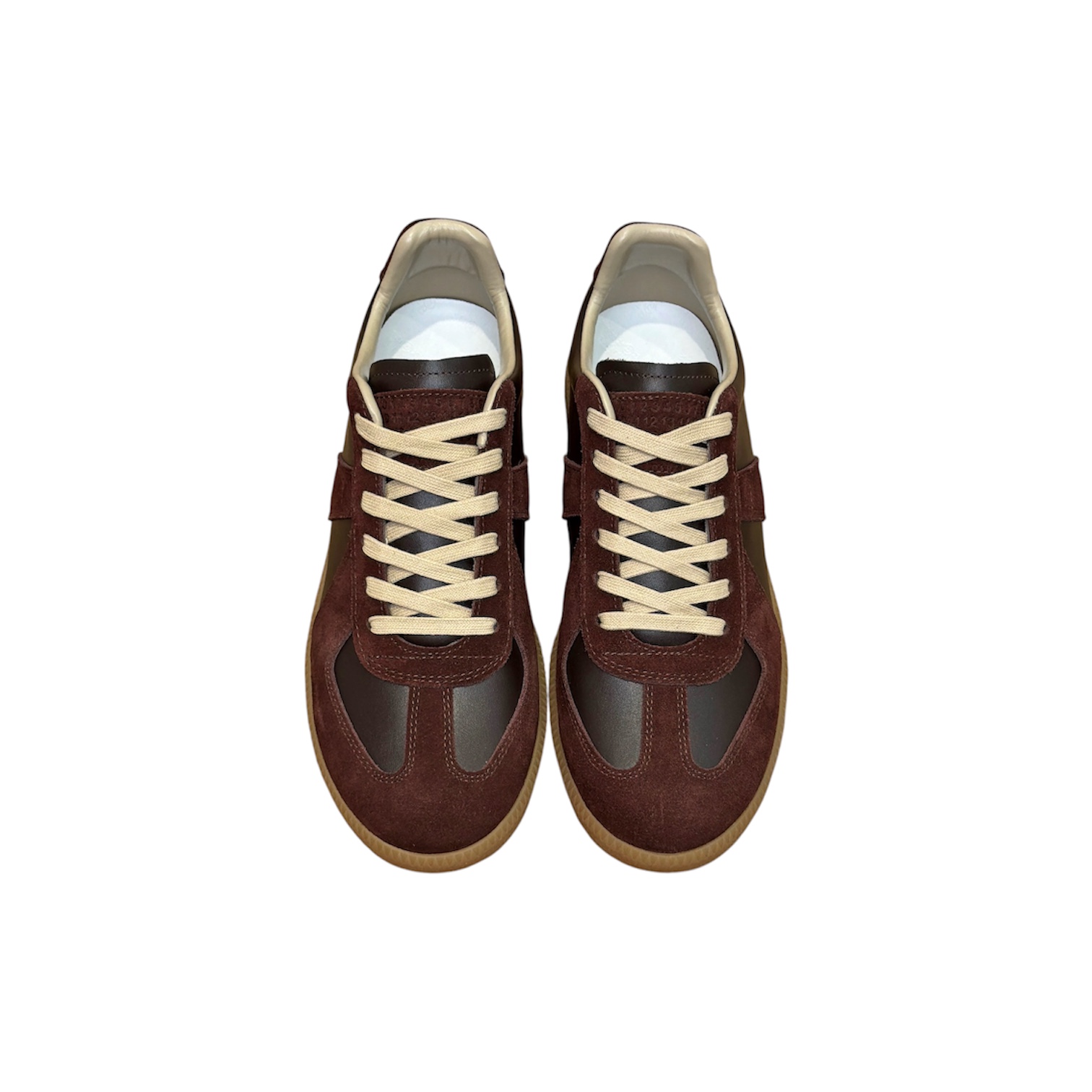 “Replica Low” Sneakers (Dark Brown/Bordeaux) — Maison Margiela