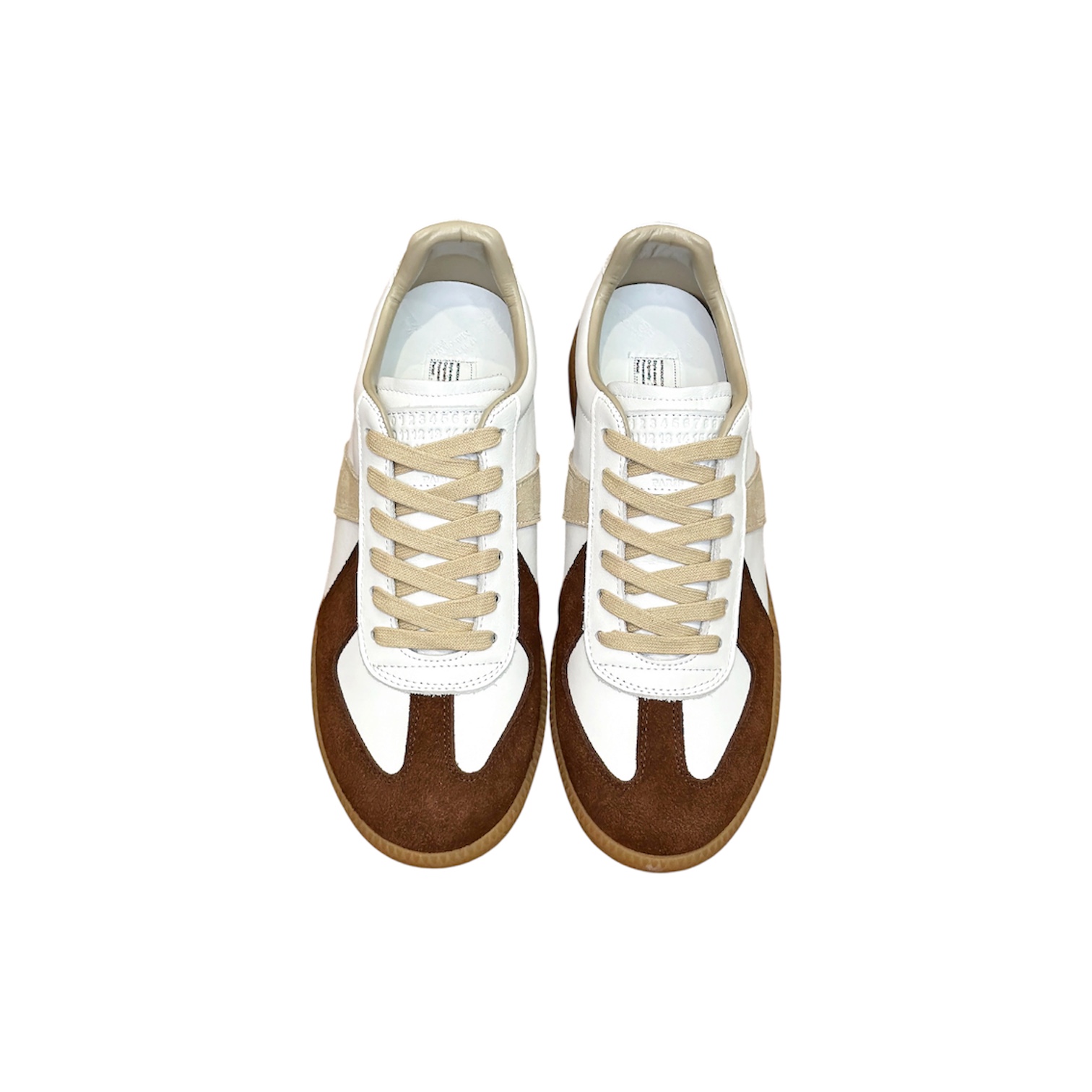 “Replica Low” Sneakers (White & Dark Brown) — Maison Margiela
