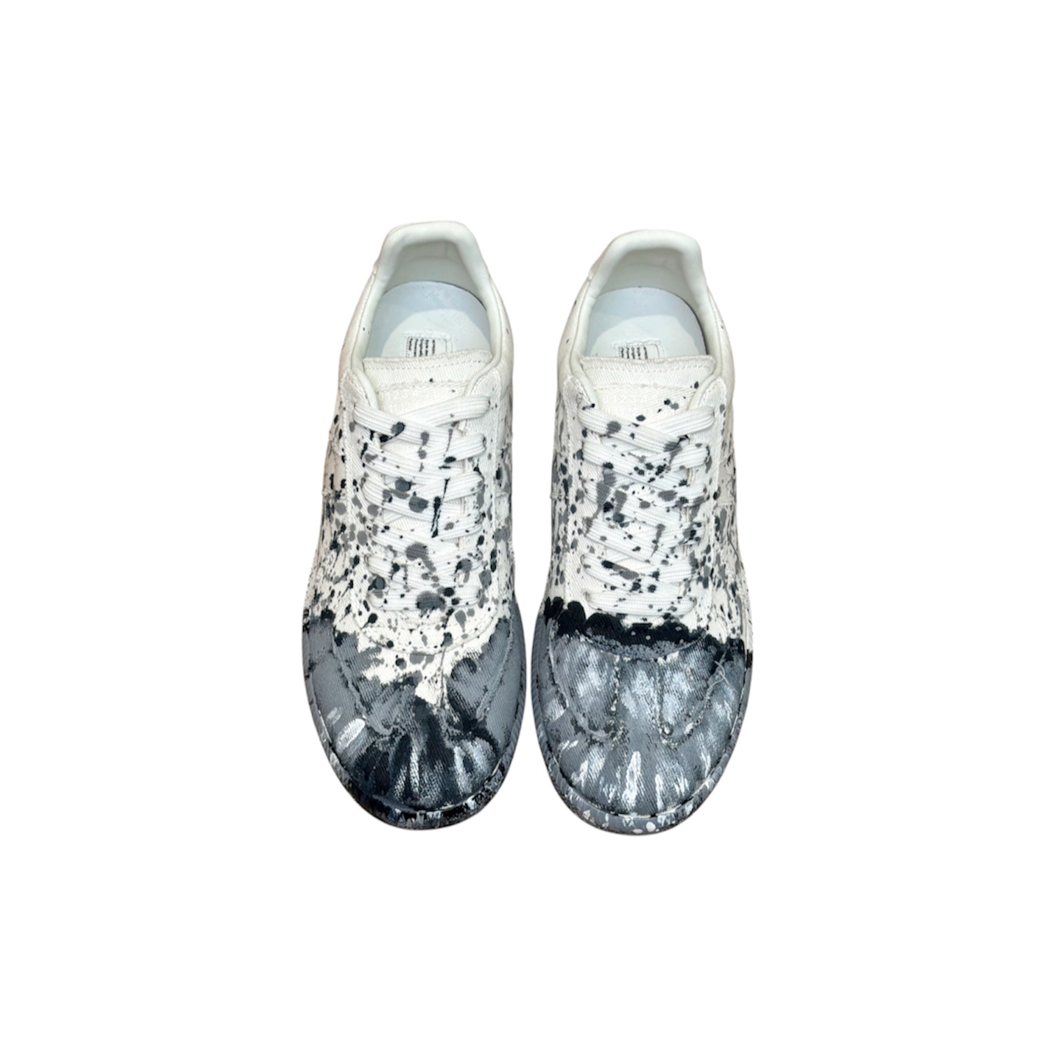“Replica Low Paint Drop & Dip Dye Canvas” Sneakers (White/Multicolor) — Maison Margiela