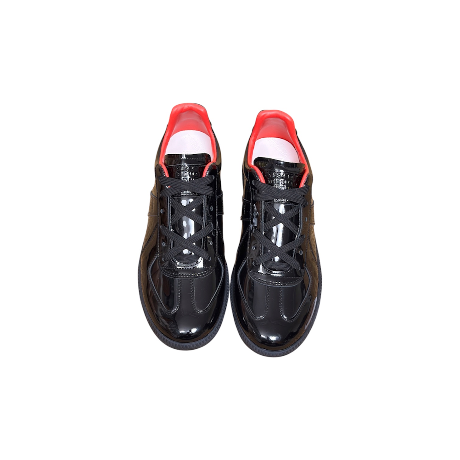 “Replica Patent Low” Sneakers (Black/Red) — Maison Margiela
