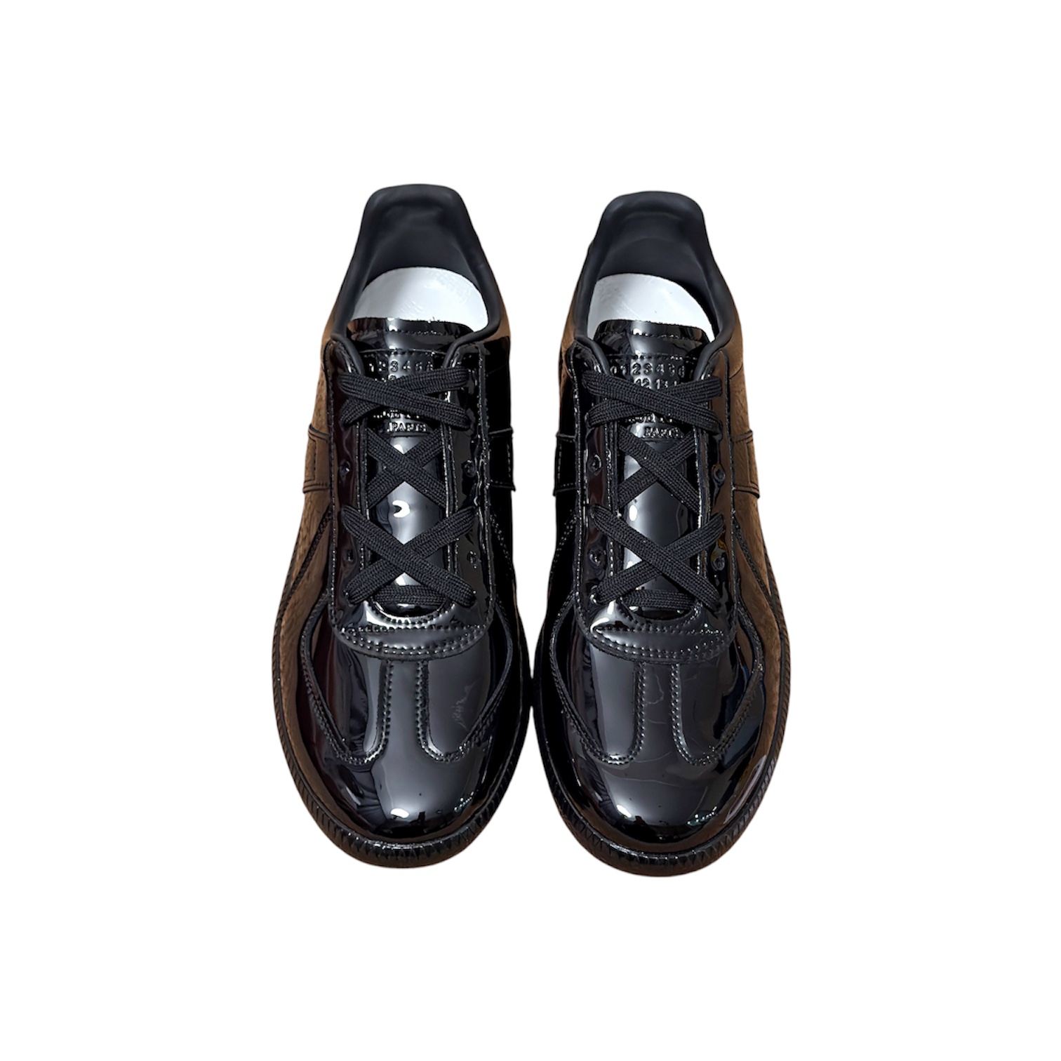 “Replica Patent Low” Sneakers (Triple Black) — Maison Margiela