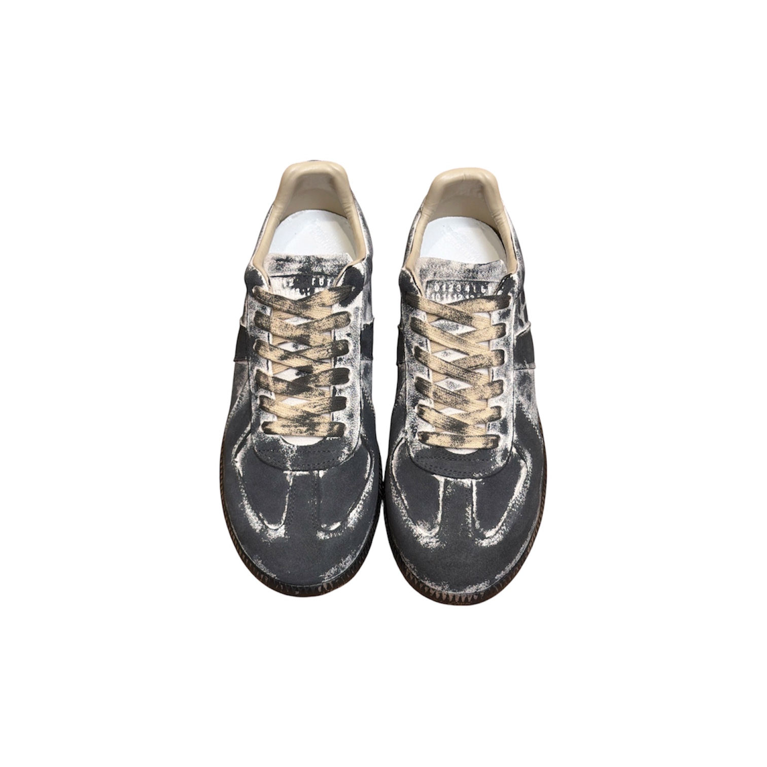 “Replica Hand-Painted Low” Sneakers (Black/White) — Maison Margiela
