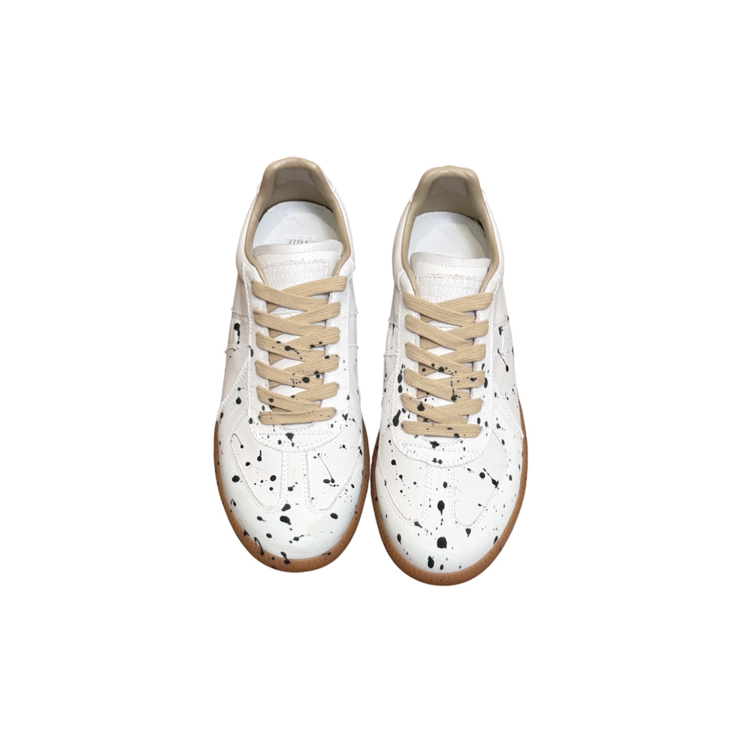 “Replica Low Paint Drop” Sneakers (White/Black) — Maison Margiela