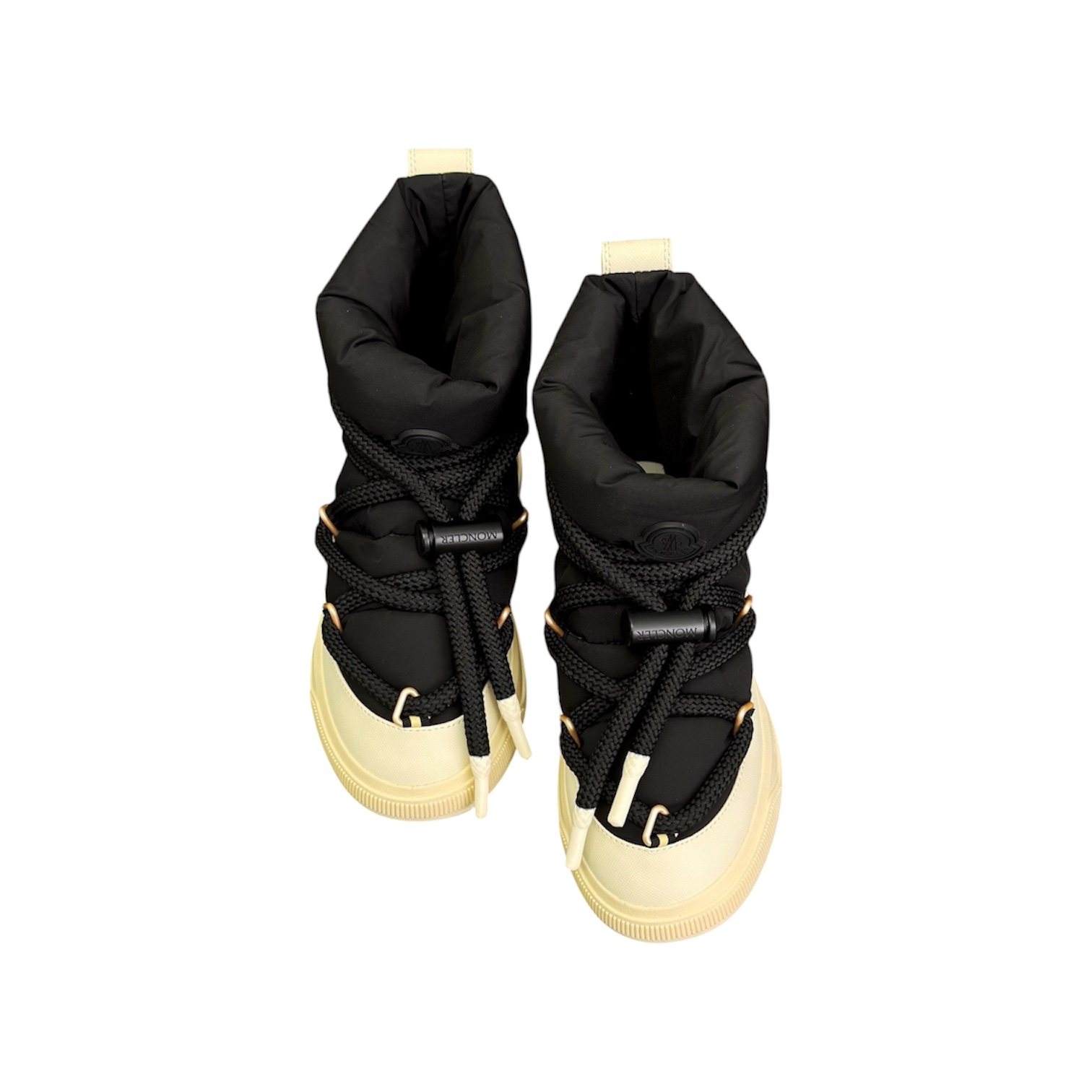 “Gaia Pocket Snow” Boots (Black/Cream) — Moncler