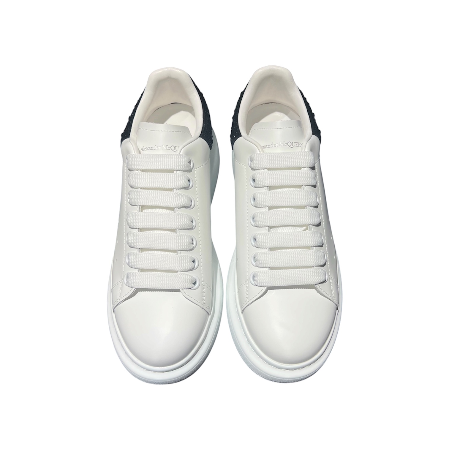 “Oversized” Sneakers (White/Black Crystal Heel) — Alexander McQueen