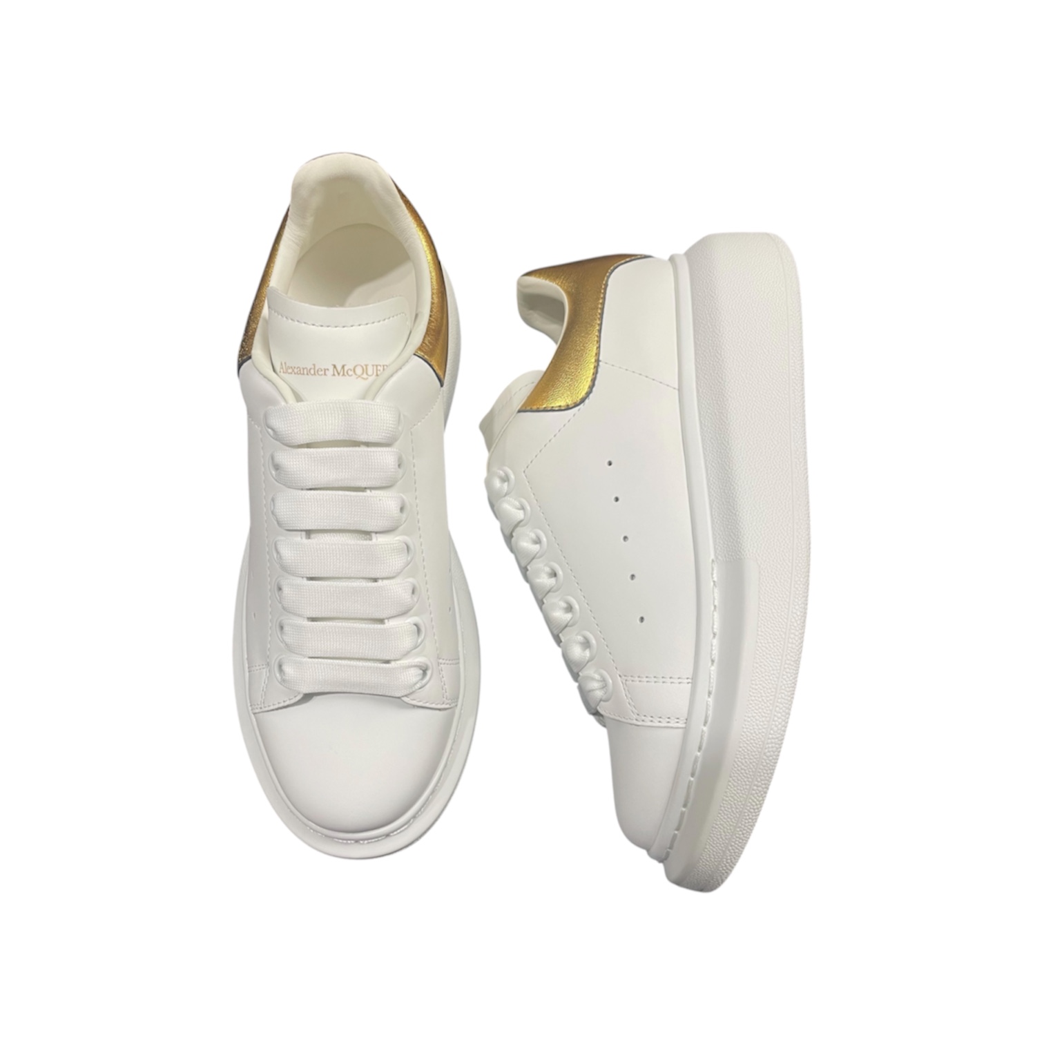 “Oversized” Sneakers (White/Gold) — Alexander McQueen