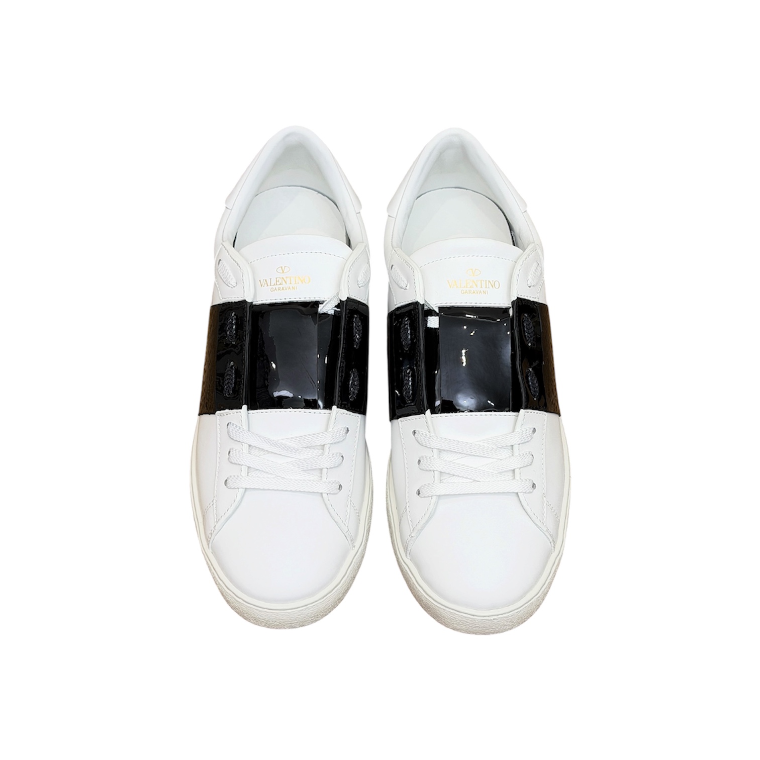 “Open” Sneaker (White/Black Patent) — Valentino Garavani