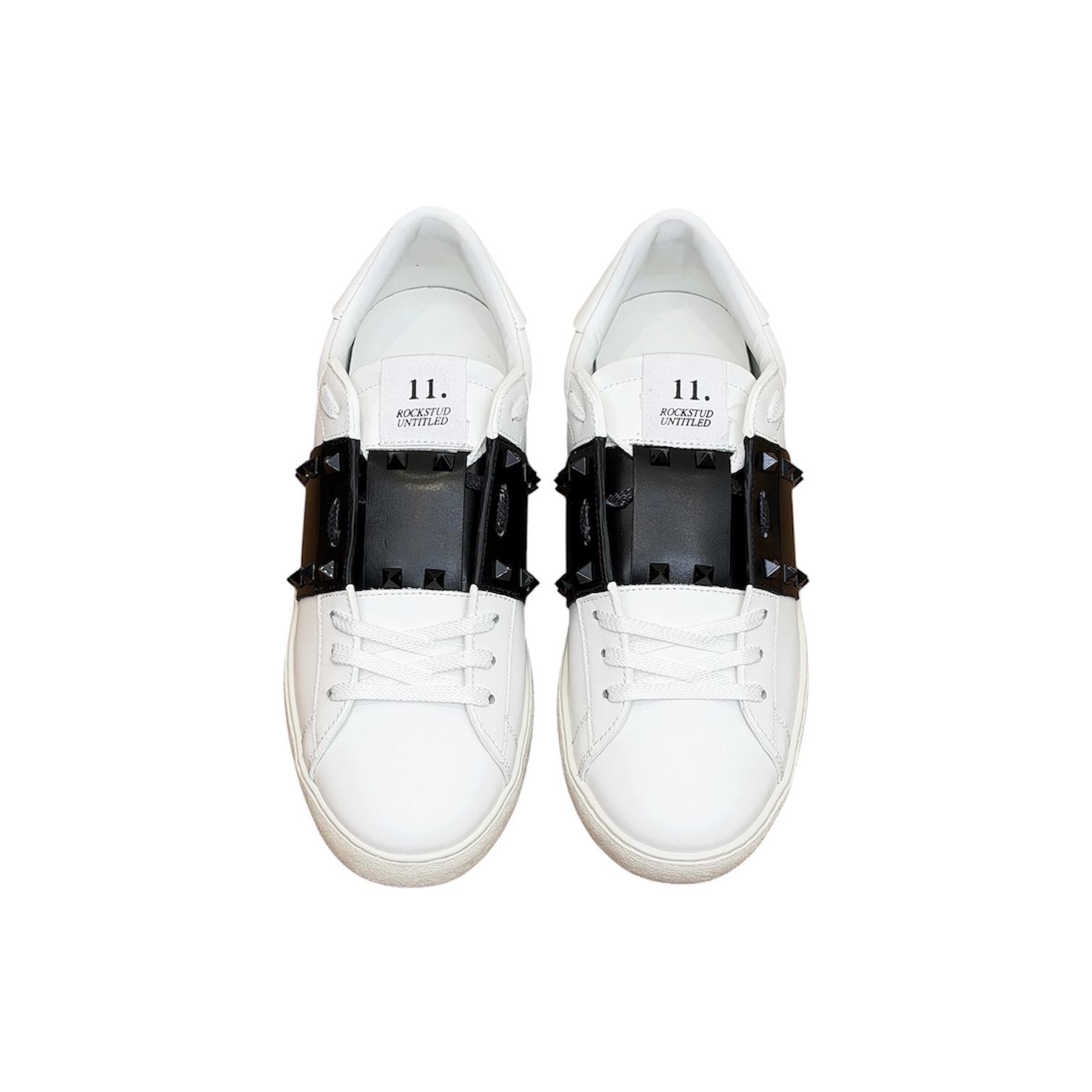 “Rockstud Untitled '11'” Sneaker (White/Black) — Valentino Garavani