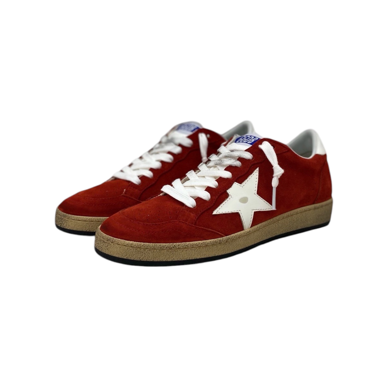 “Ball Star Suede” Sneakers (Red/White) — Golden Goose