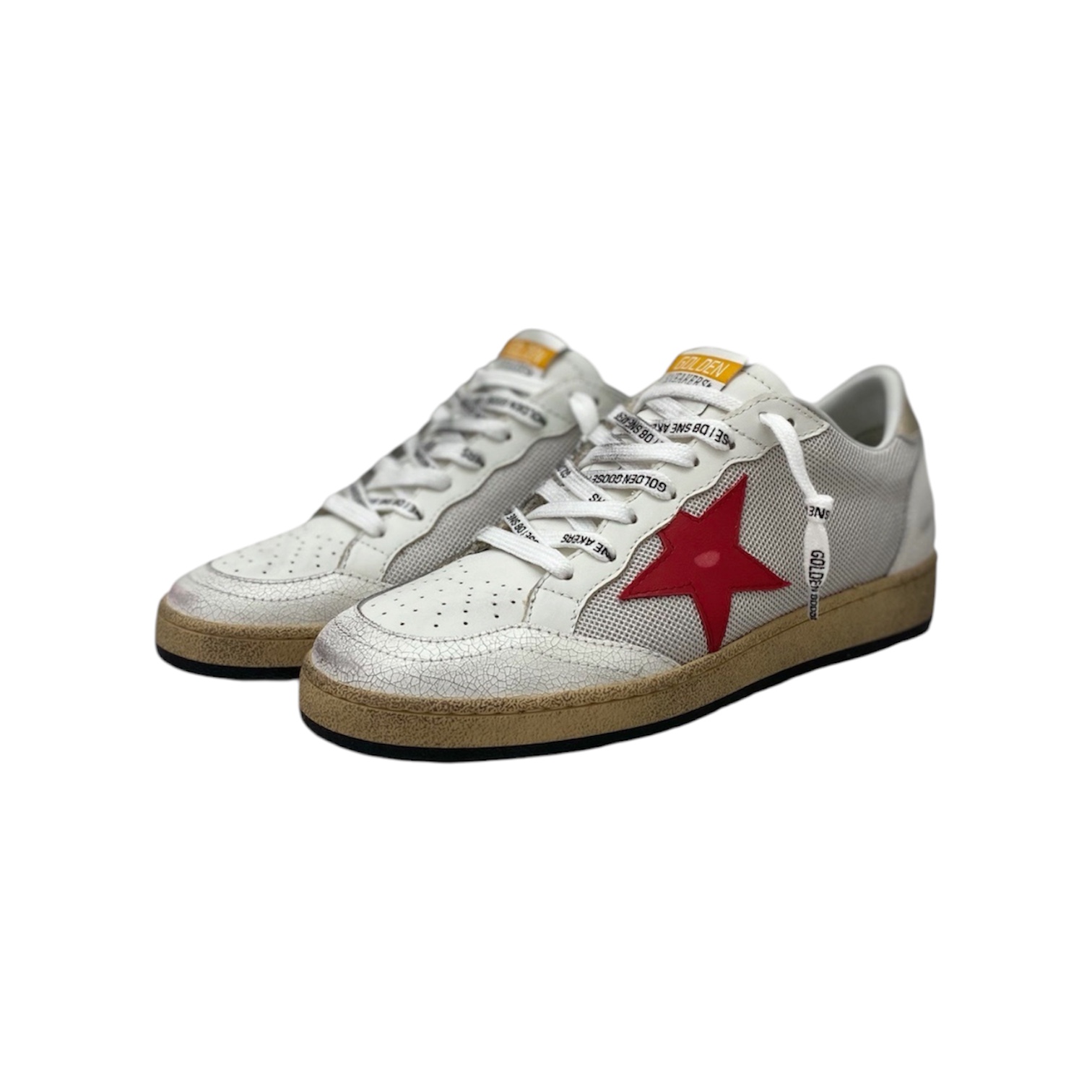 “Ball Star Mesh” Sneakers (White/Grey/Red) — Golden Goose