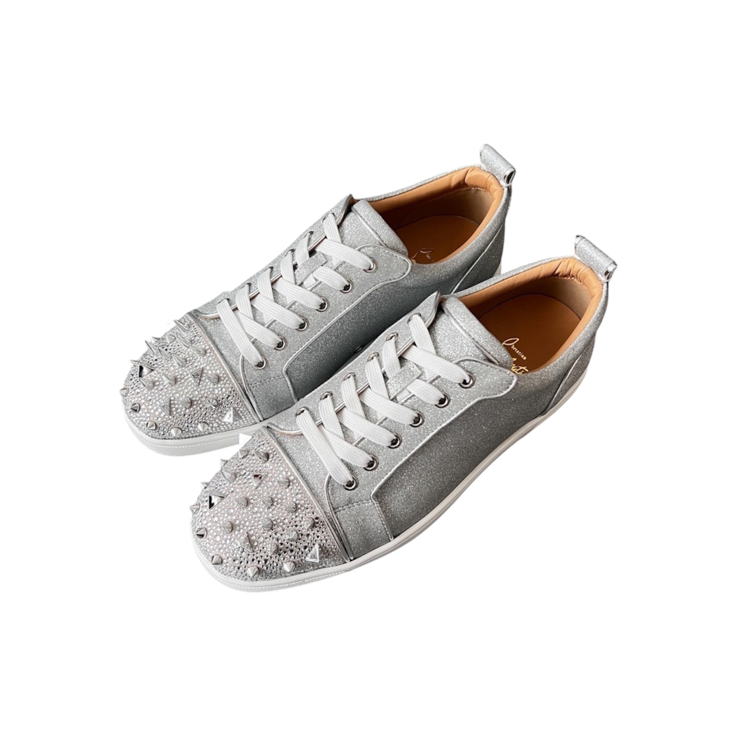 “Louis Junior Spikes” Sneakers (Silver) — Christian Louboutin