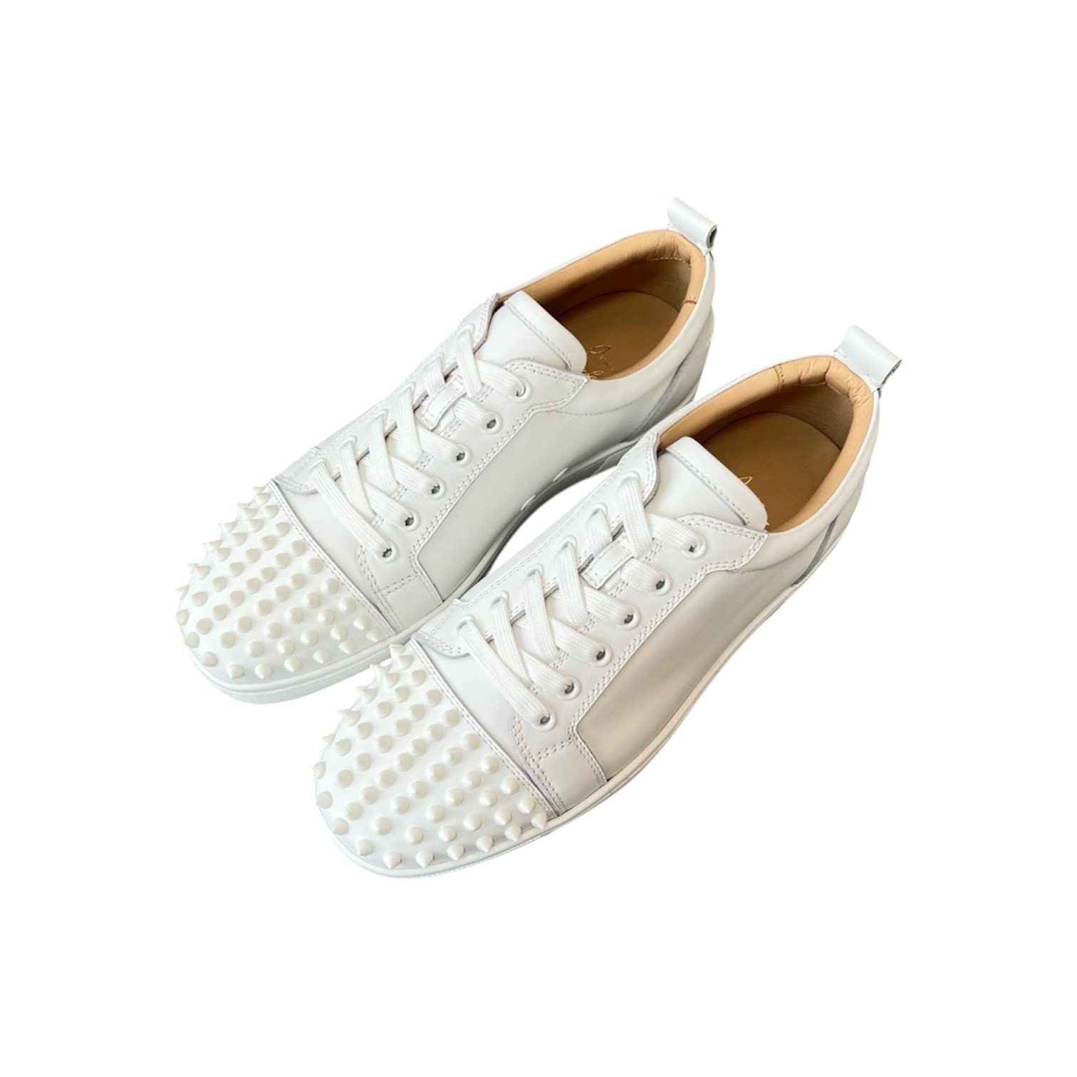 “Louis Junior Spikes” Sneakers (All White) — Christian Louboutin