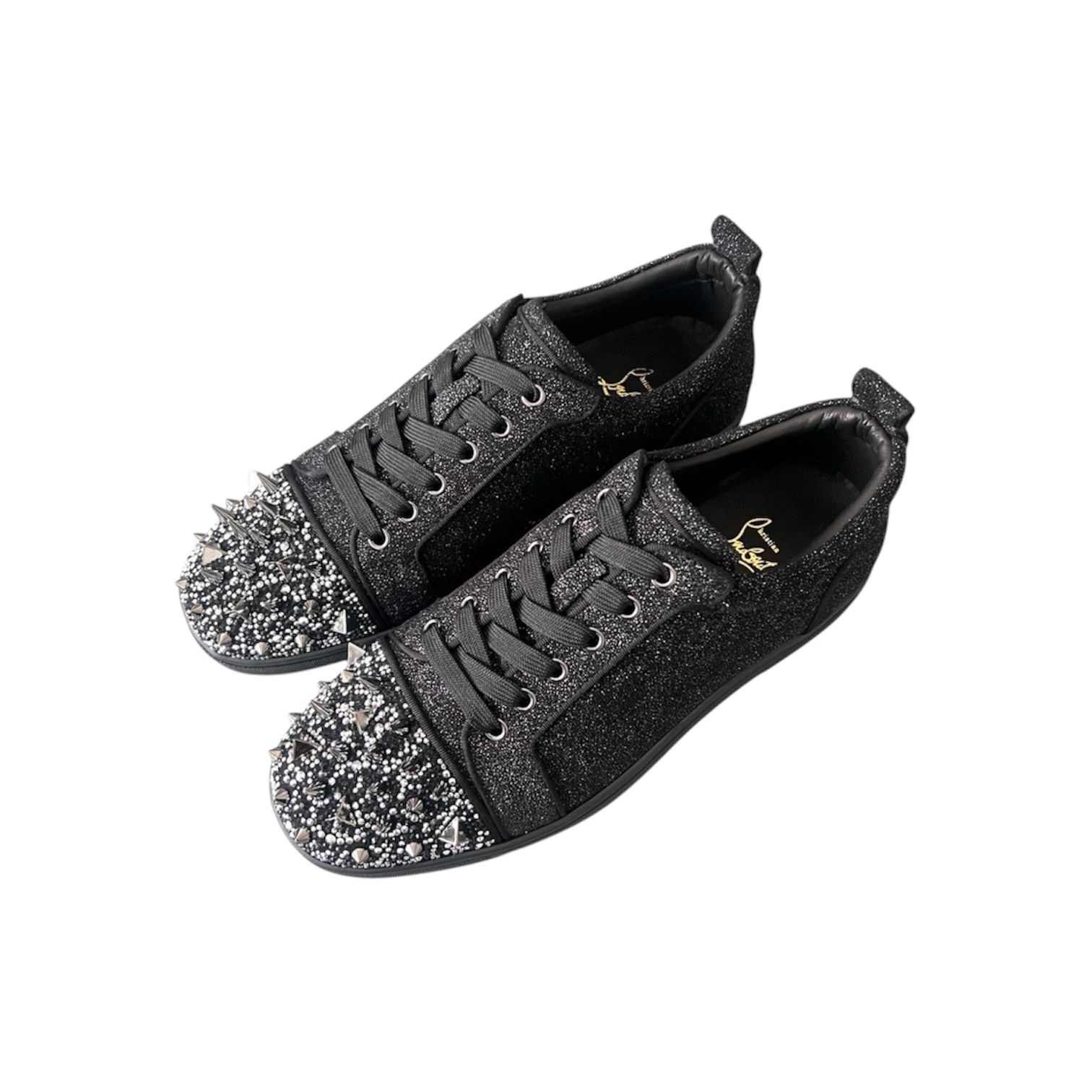 “Louis Junior Spikes” Sneakers (Black/Silver) — Christian Louboutin