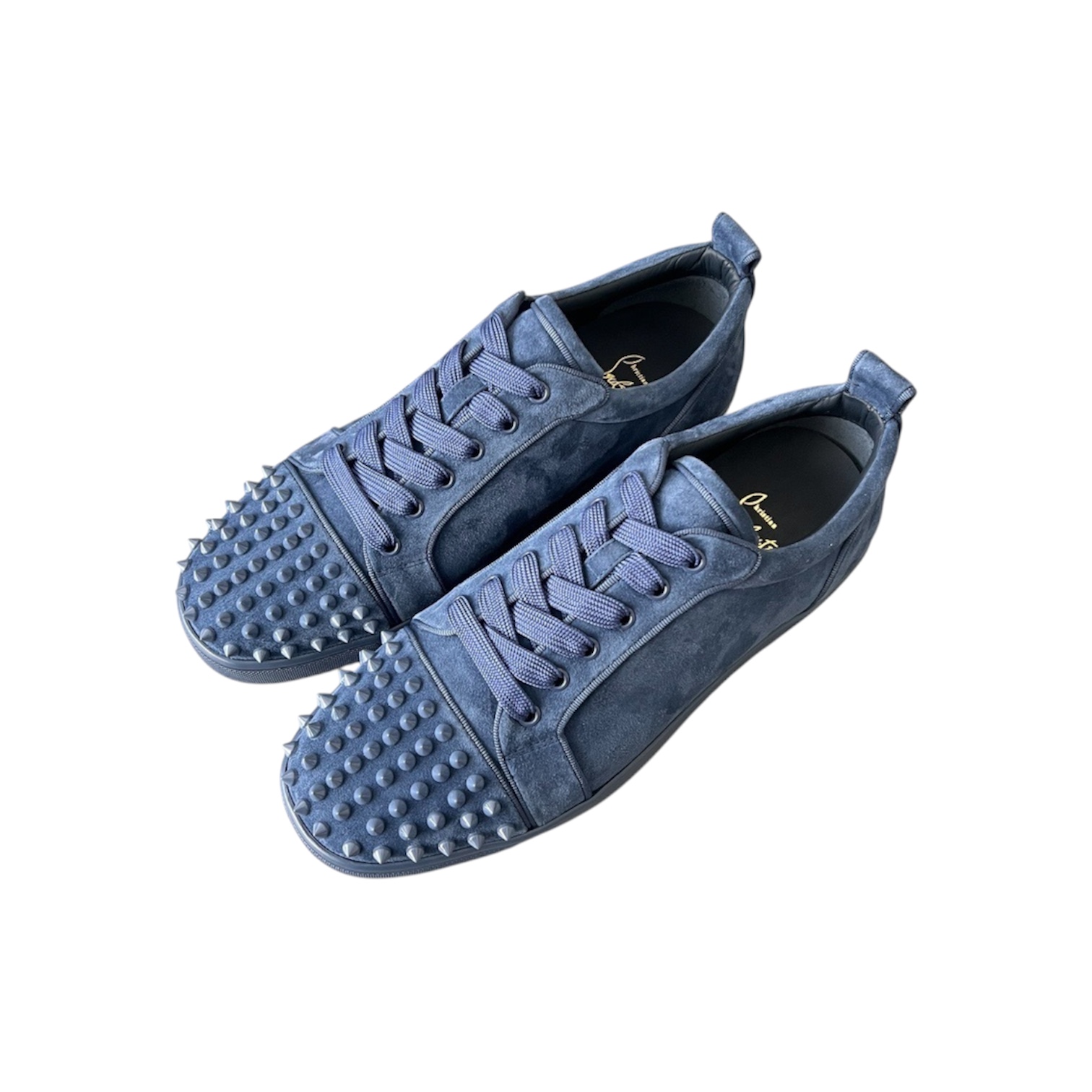 “Louis Junior Spikes” Sneakers (Navy Blue) — Christian Louboutin