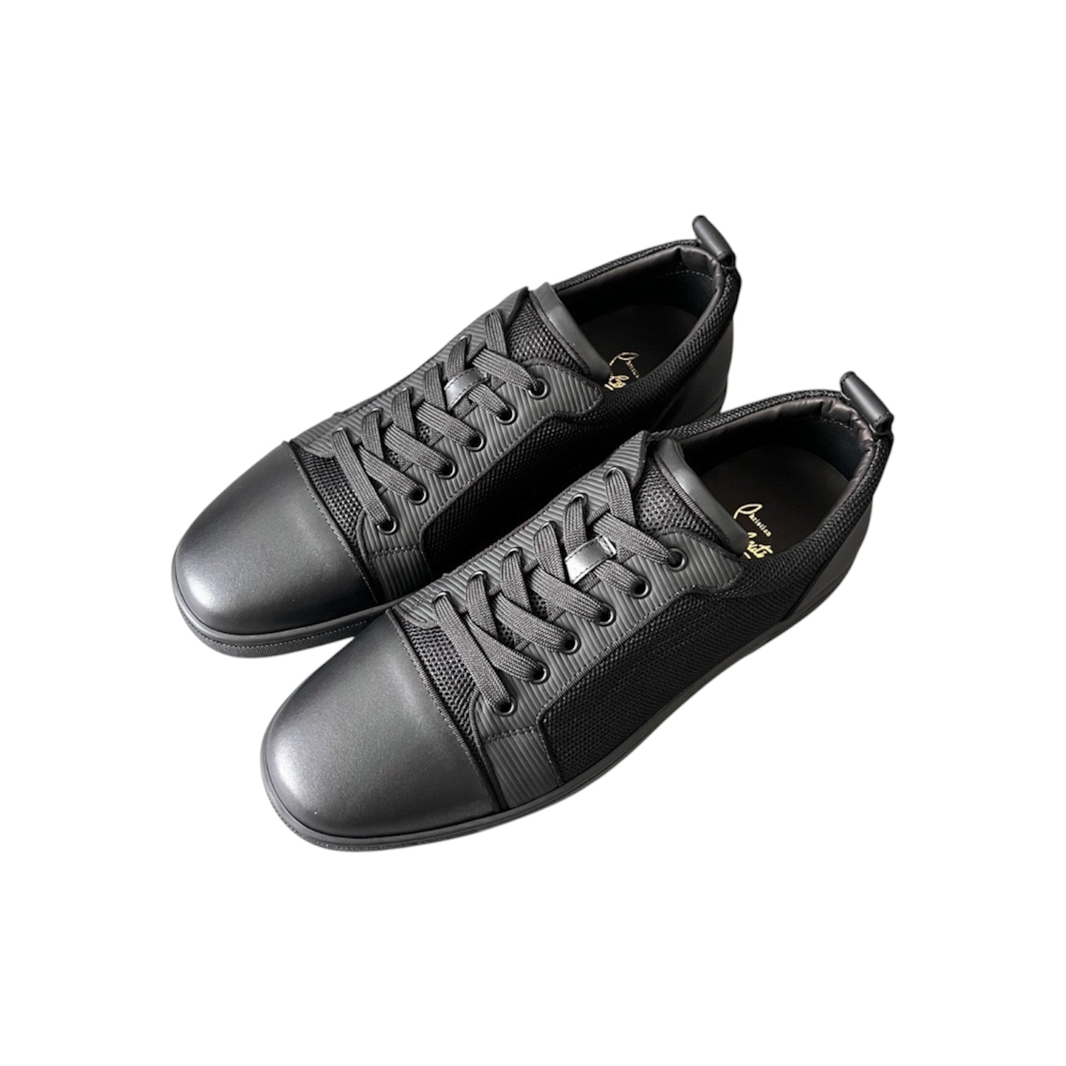 “Louis Junior Spikes ‘C L’” Sneakers (Black) — Christian Louboutin
