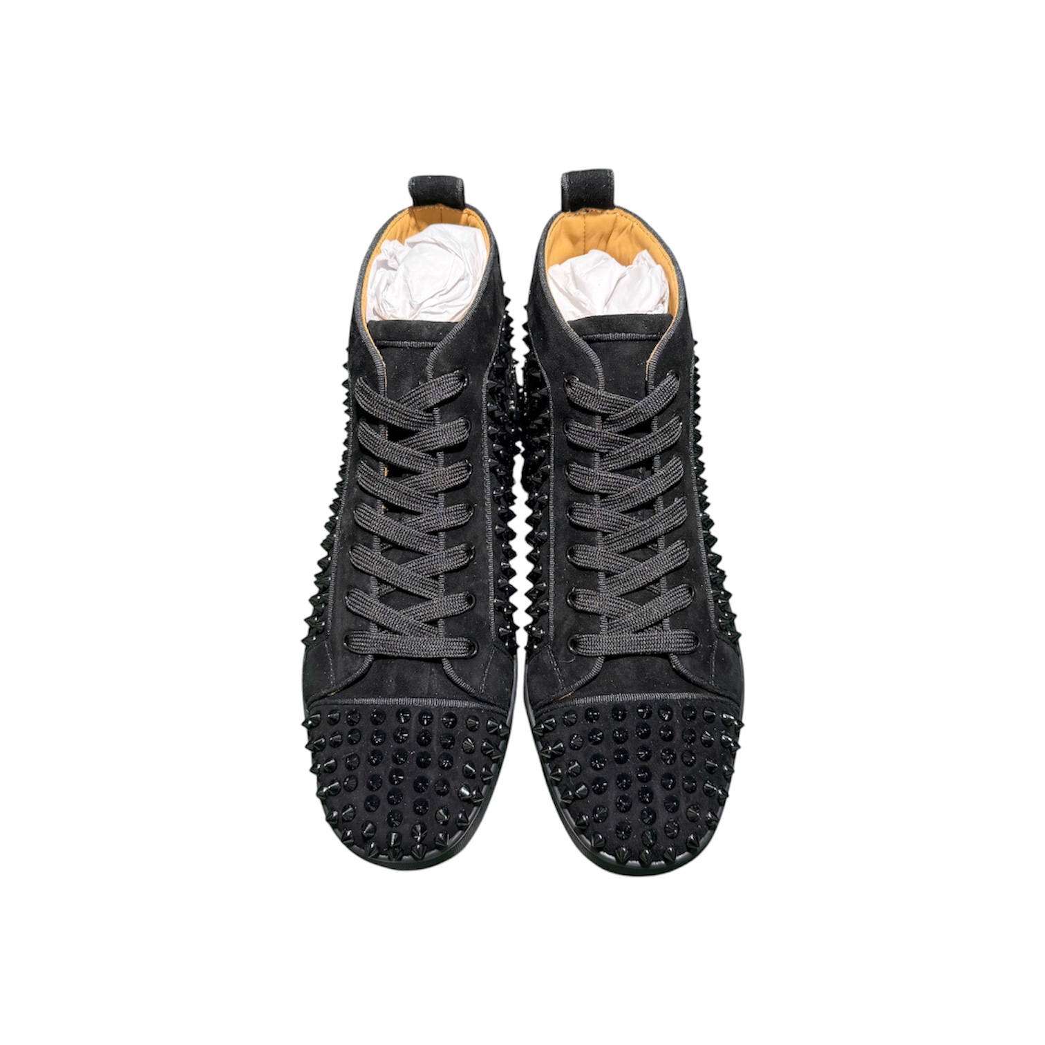“Louis High-Top Spikes” Sneakers (Black) — Christian Louboutin