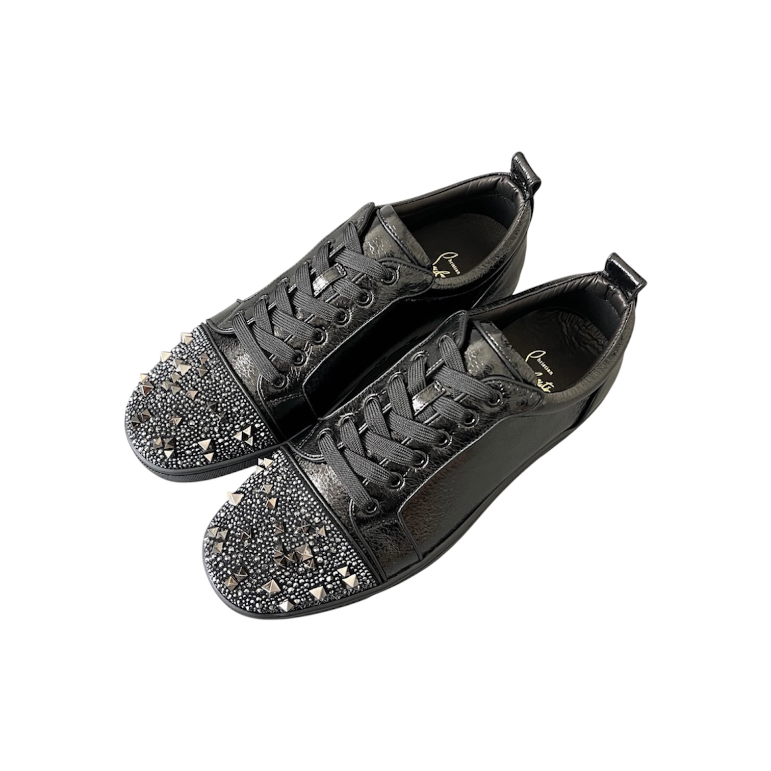 “Louis Junior Spikes” Sneakers (Black) — Christian Louboutin