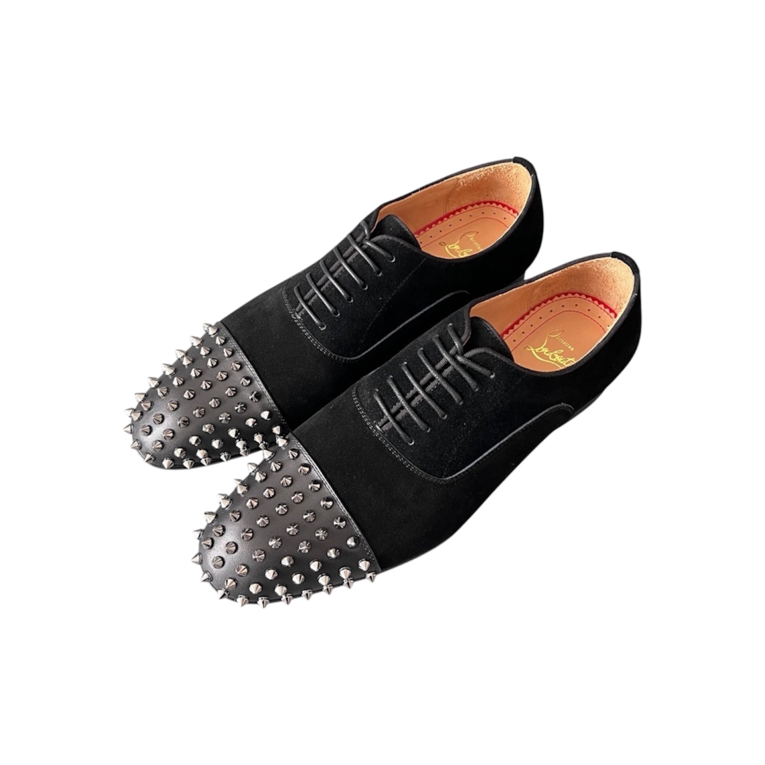 “Greggo Silver Spikes Oxford” Shoes (Black) — Christian Louboutin