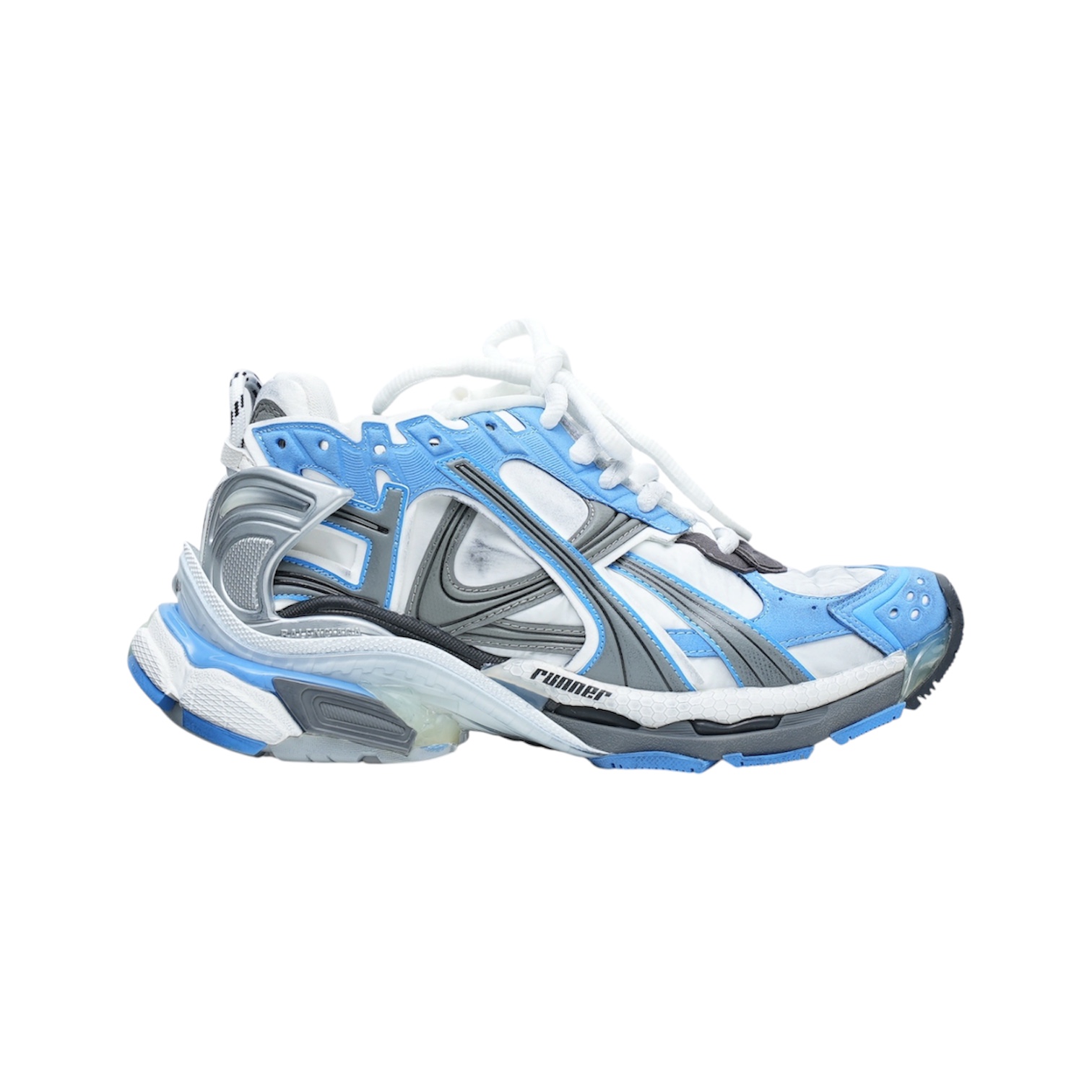 “Runner 7.0” Sneakers (Blue/White/Silver) — Balenciaga
