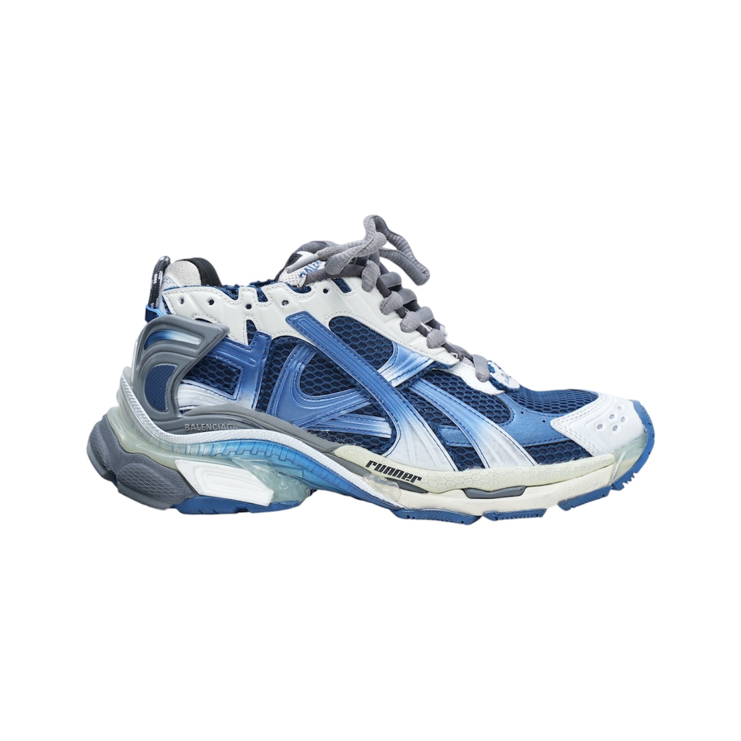 “Runner 7.0” Sneakers (White/Blue/Grey) — Balenciaga