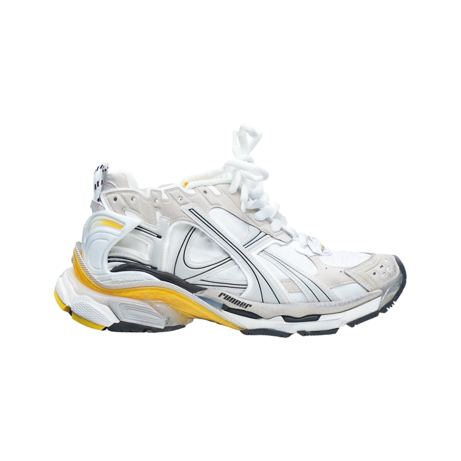 “Runner 7.0” Sneakers (White/Yellow/Grey) — Balenciaga