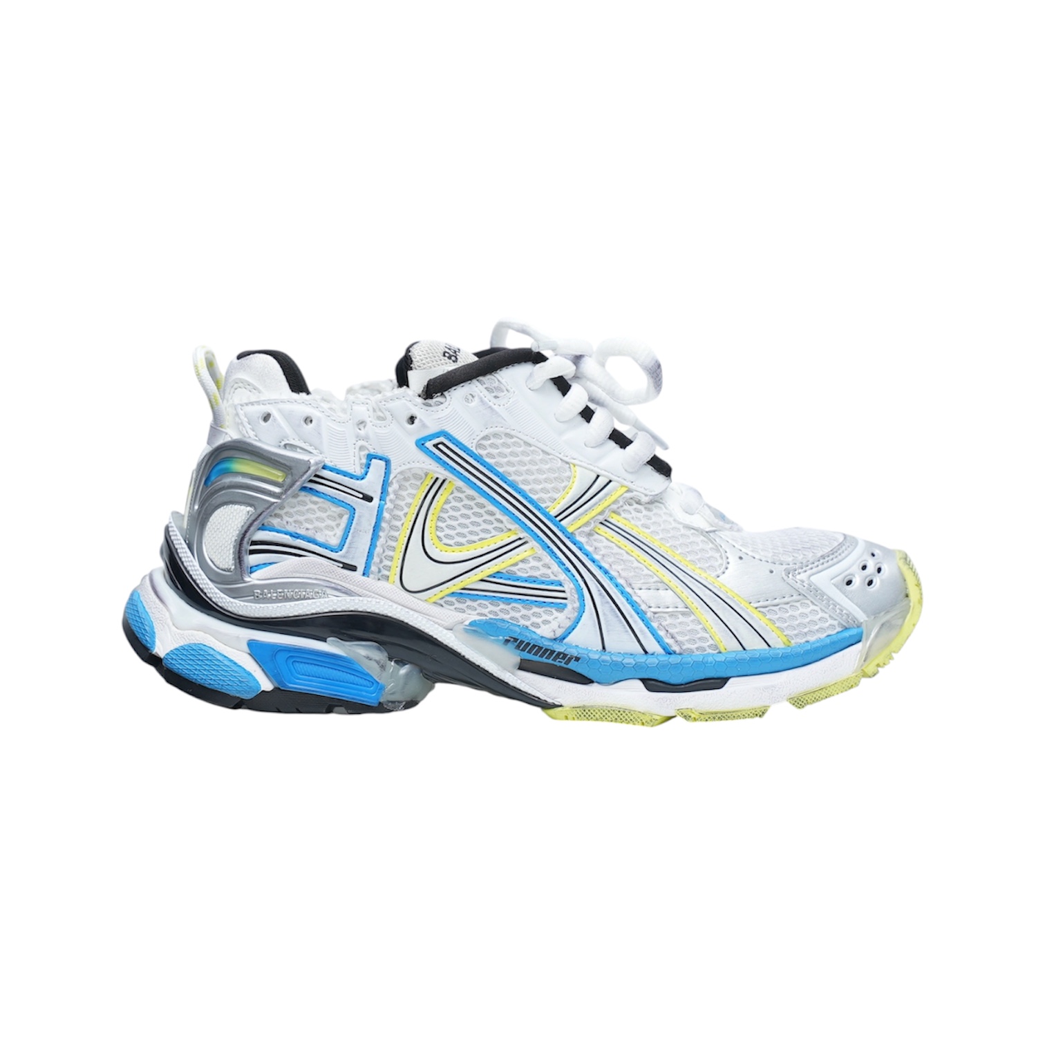 “Runner 7.0” Sneakers (White/Yellow/Blue) — Balenciaga