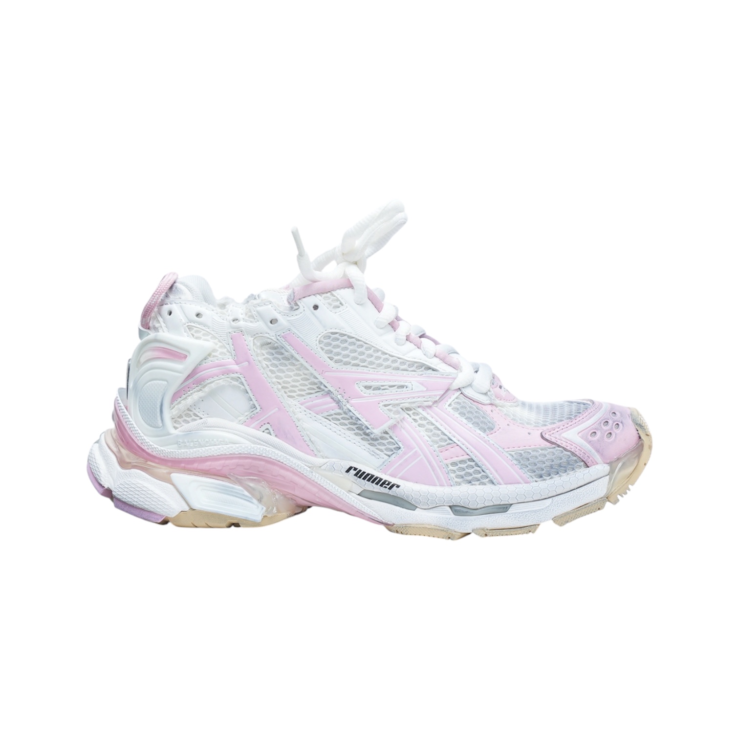 “Runner 7.0” Sneakers (White/Light Pink) — Balenciaga