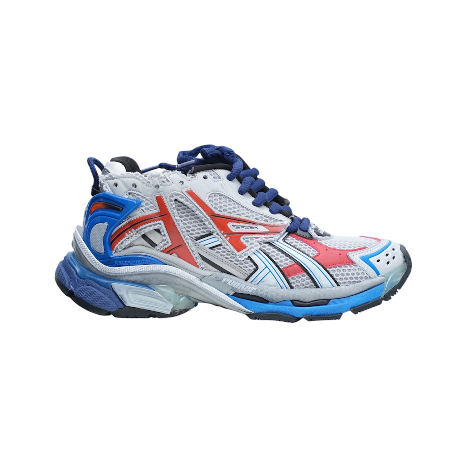“Runner 7.0” Sneakers (Silver/Blue/Red) — Balenciaga