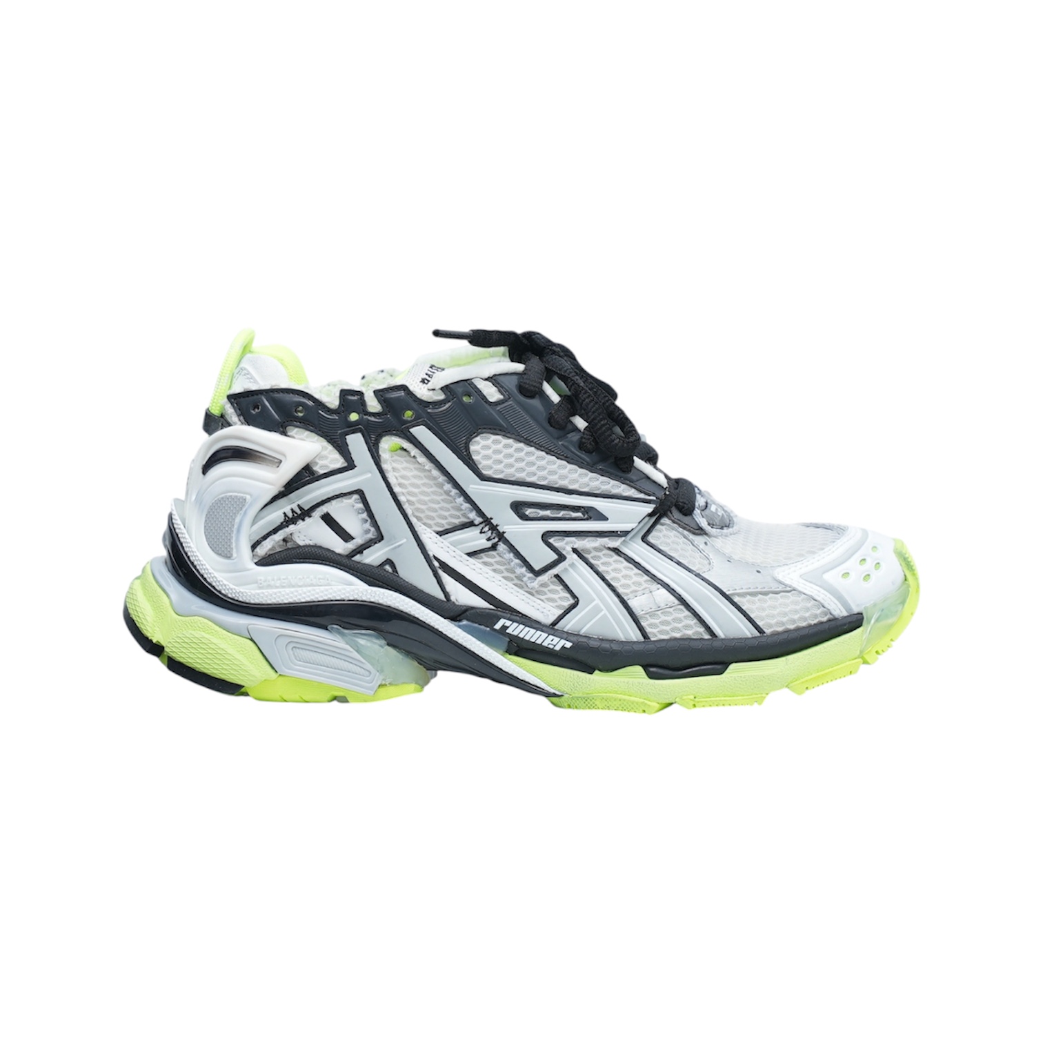 “Runner 7.0” Sneakers (White/Black/Acid Green) — Balenciaga