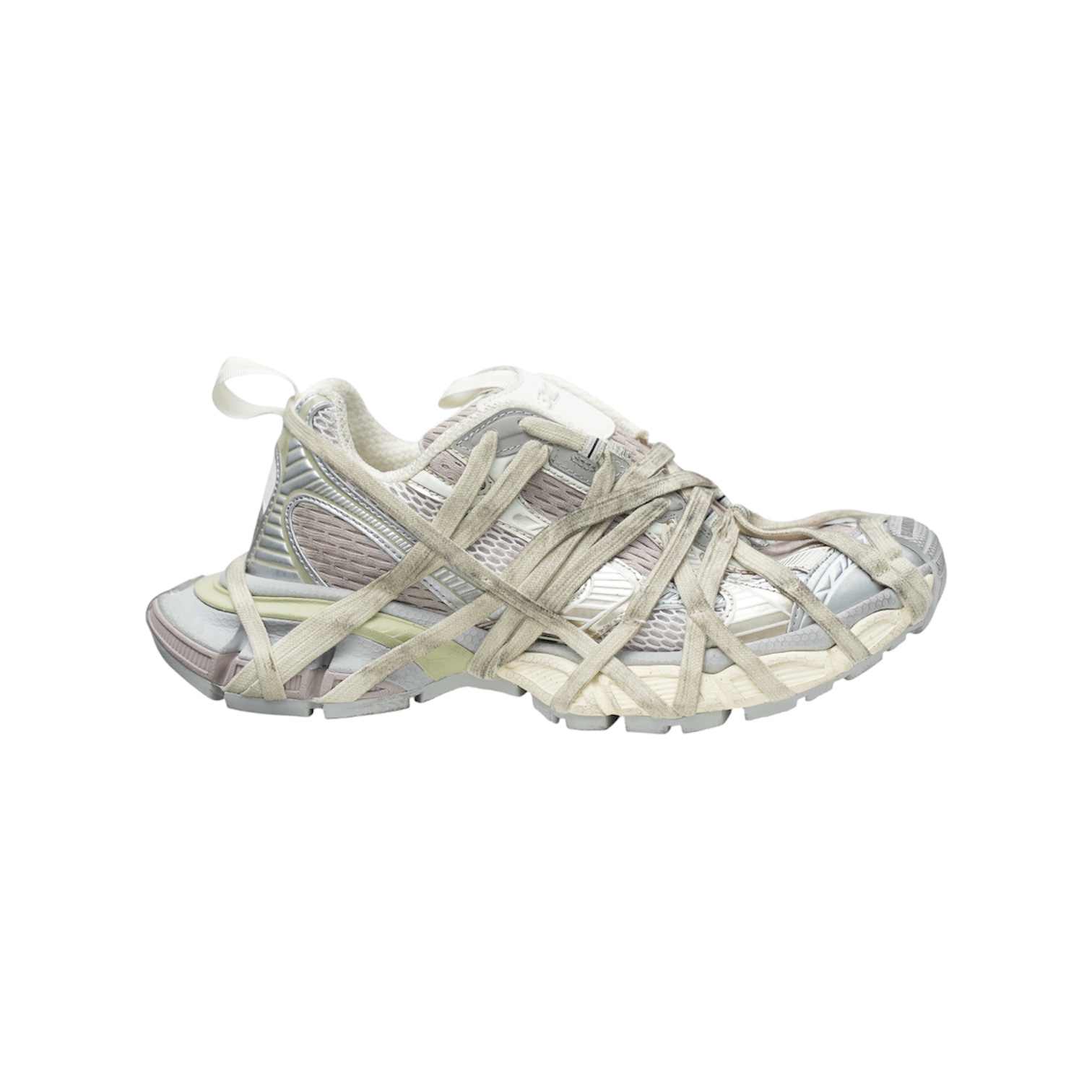 “3XL Extra Lace” Sneakers (White/Silver/Beige) — Balenciaga