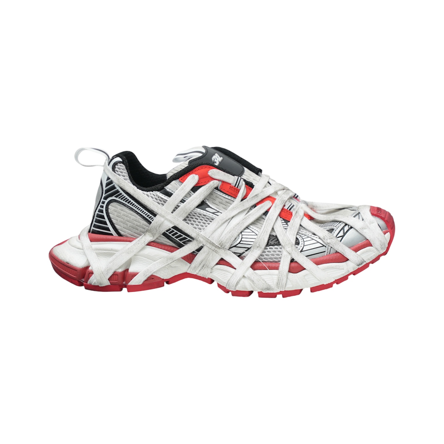 “3XL Extra Lace” Sneakers (White/Red/Black) — Balenciaga
