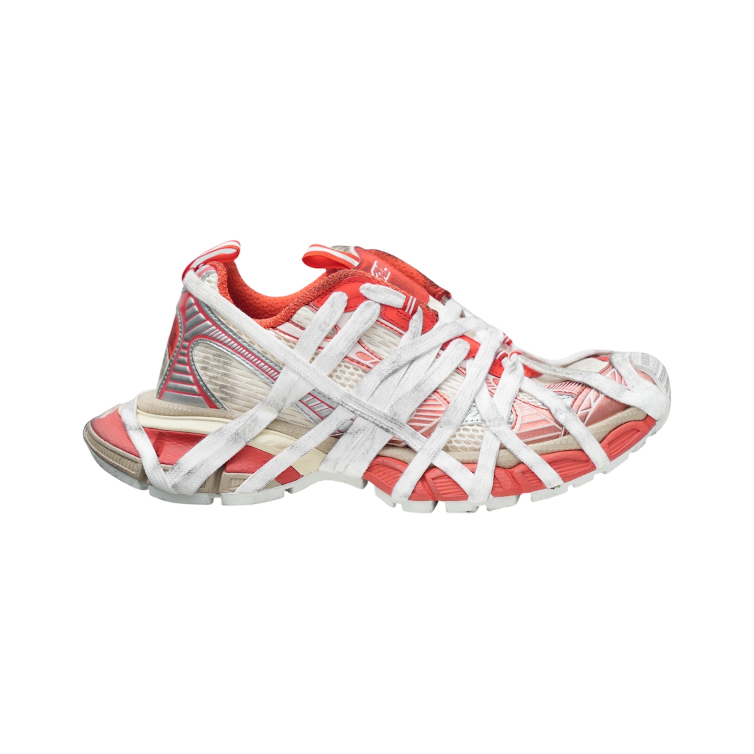 “3XL Extra Lace” Sneakers (White/Red/Silver) — Balenciaga