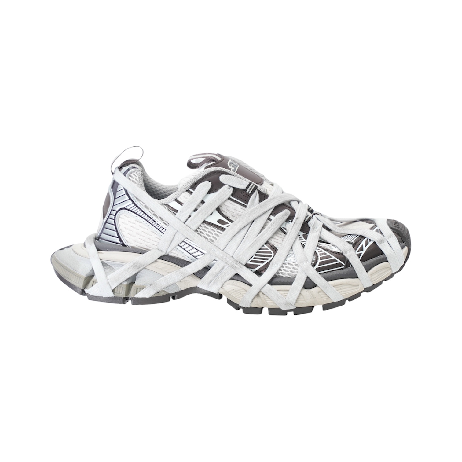 “3XL Extra Lace” Sneakers (White/Black/Silver) — Balenciaga