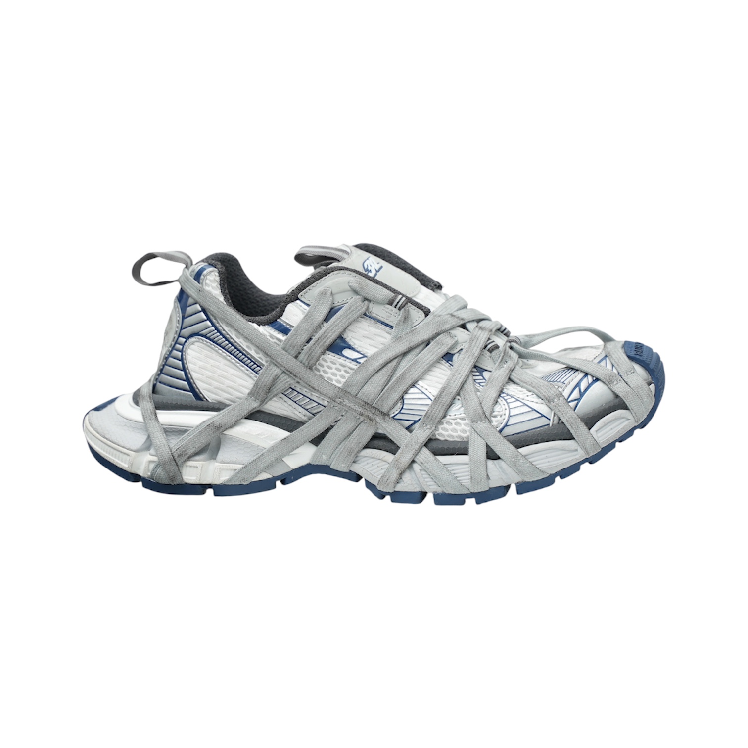 “3XL Extra Lace” Sneakers (White/Blue/Silver) — Balenciaga