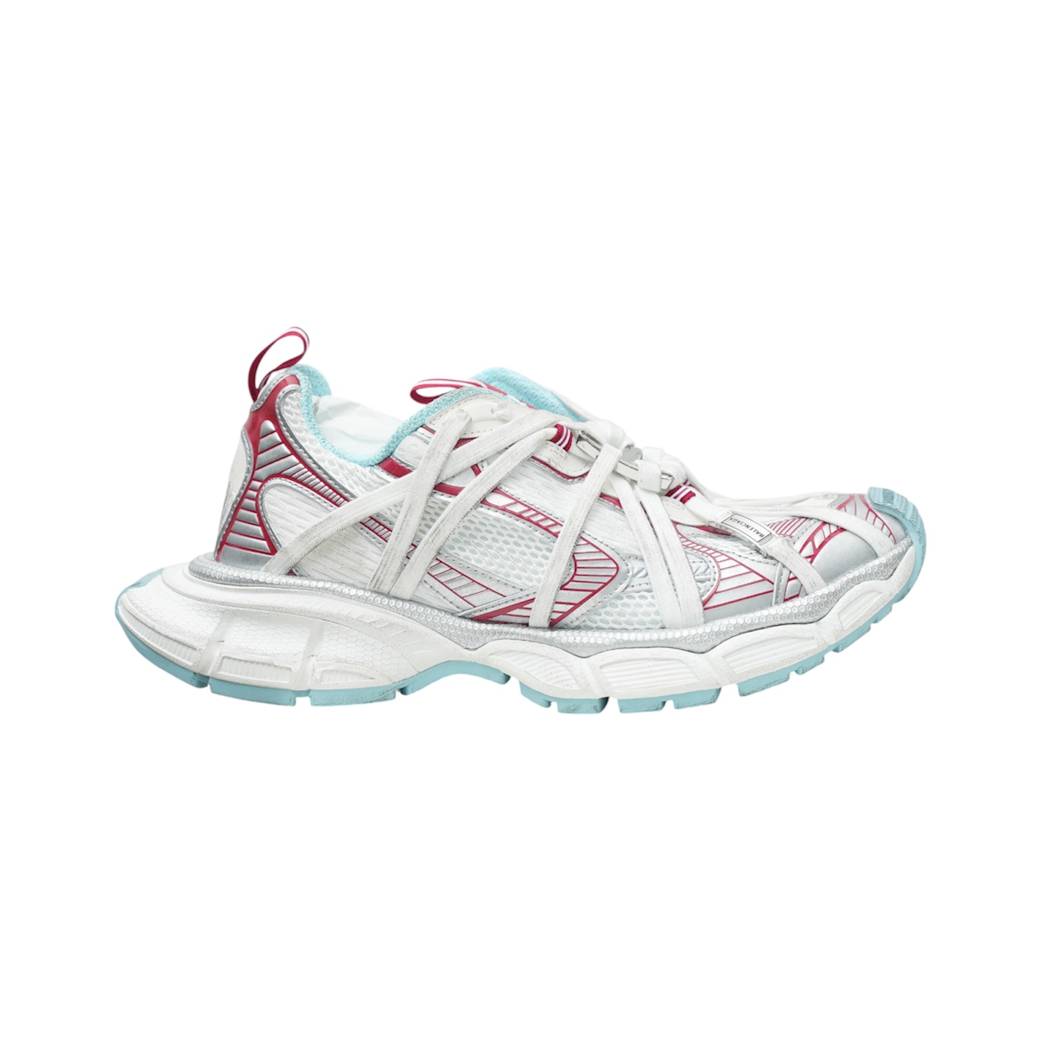 “3XL Extra Lace” Sneakers (White/Red/Light Blue) — Balenciaga