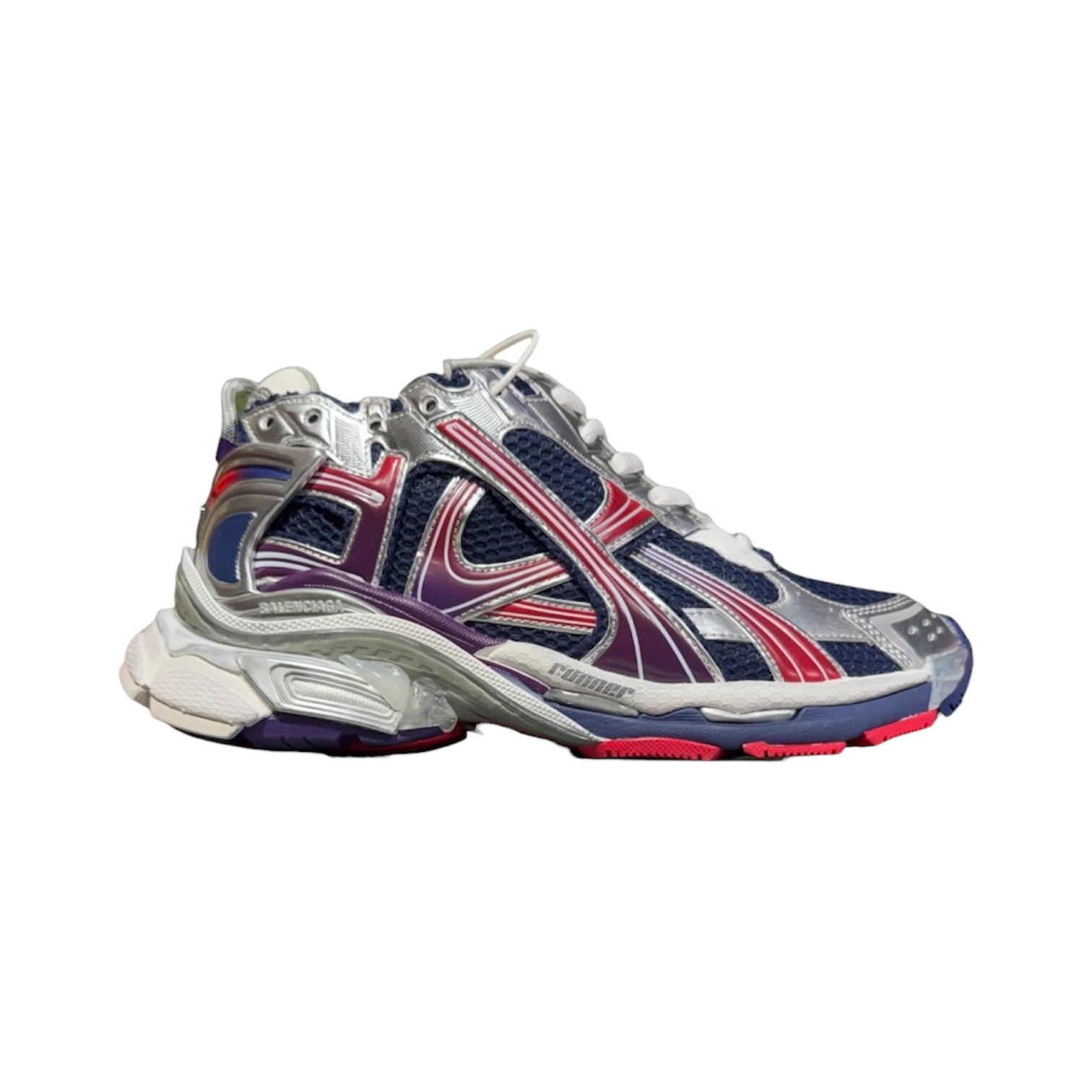“Runner 7.0” Sneakers (Silver/Blue/Red/Purple) — Balenciaga