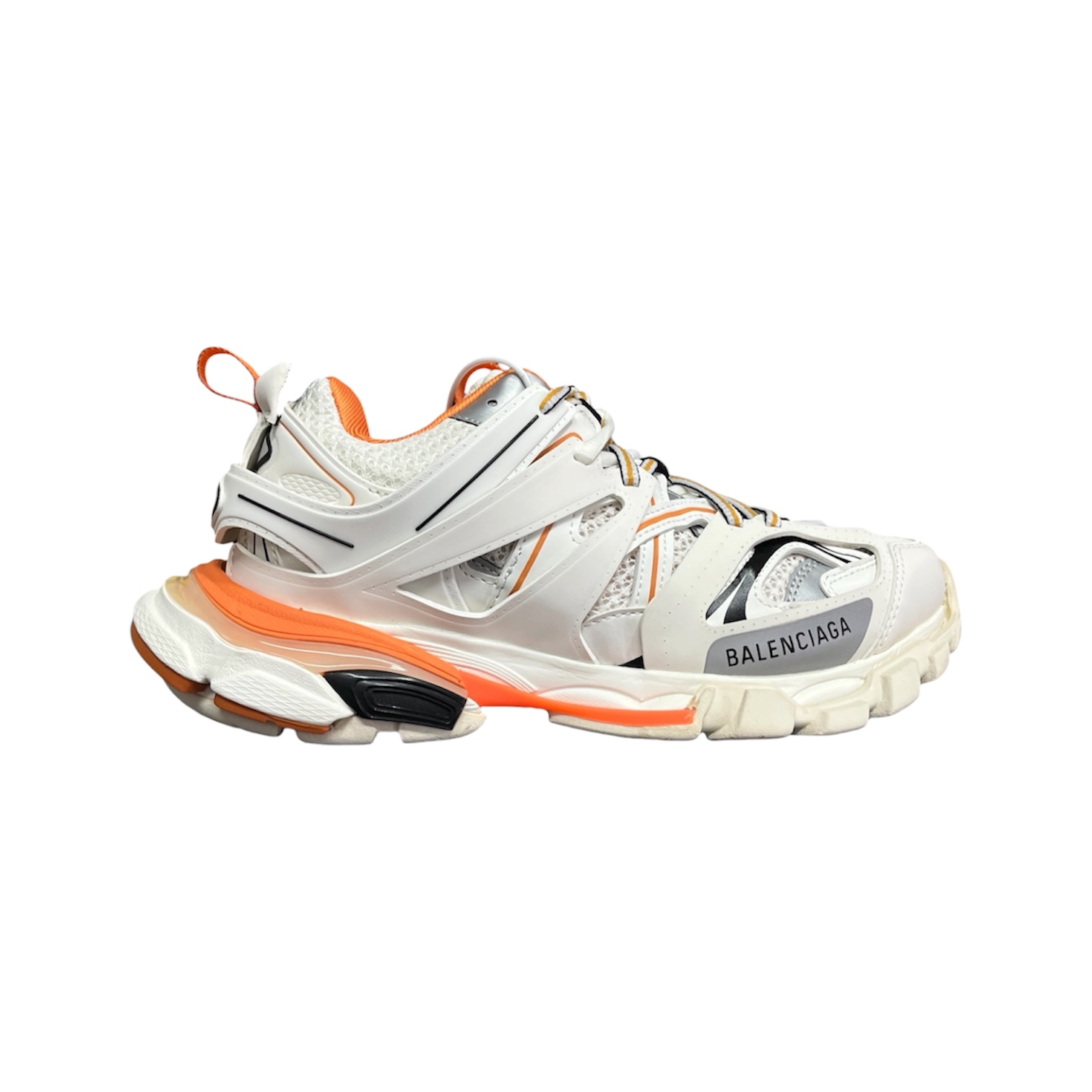 “Track 1” Sneakers (White/Black/Orange) — Balenciaga