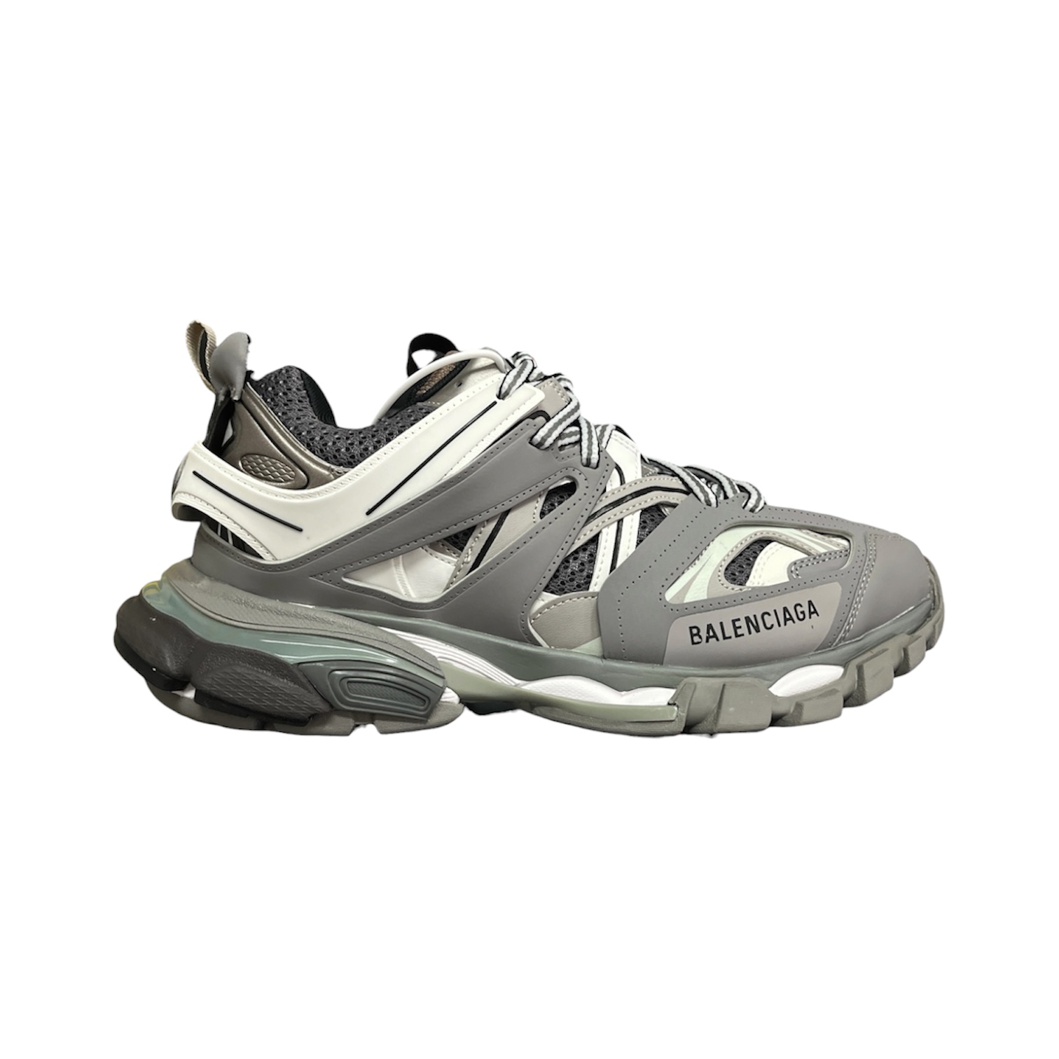 “Track 1” Sneakers (White/Dark Grey/Grey) — Balenciaga