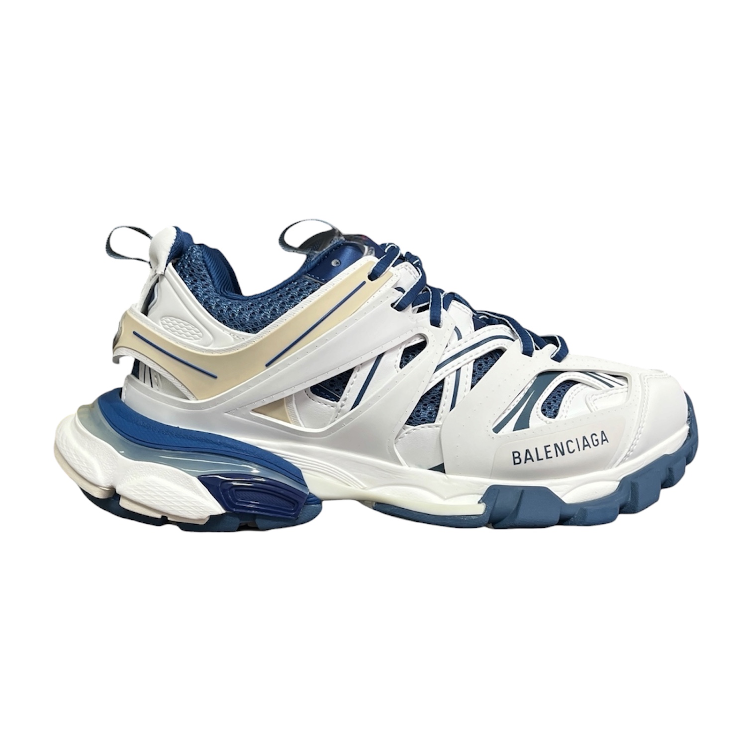 “Track 1” Sneakers (White/Blue) — Balenciaga