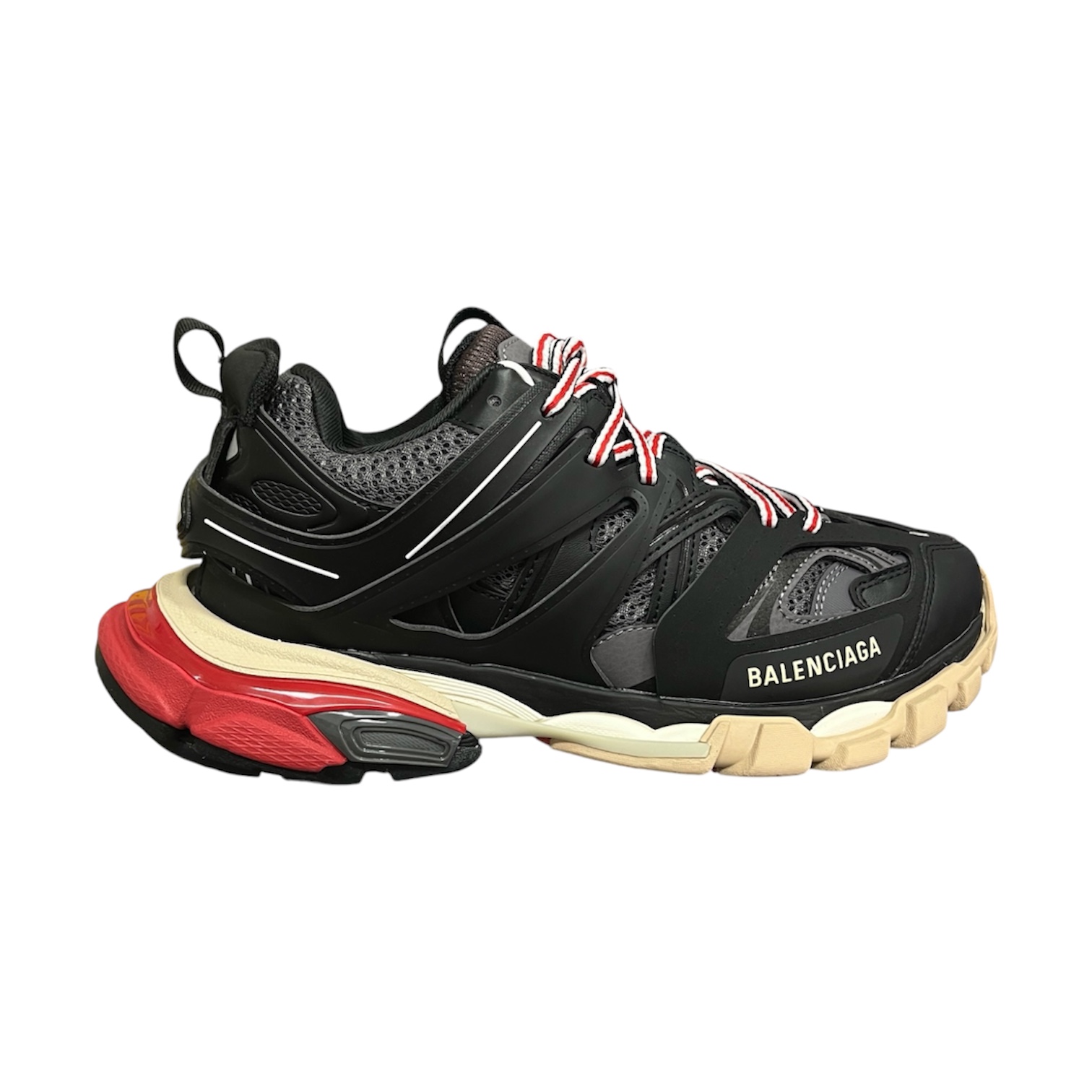“Track 1” Sneakers (Black/Beige/Red) — Balenciaga