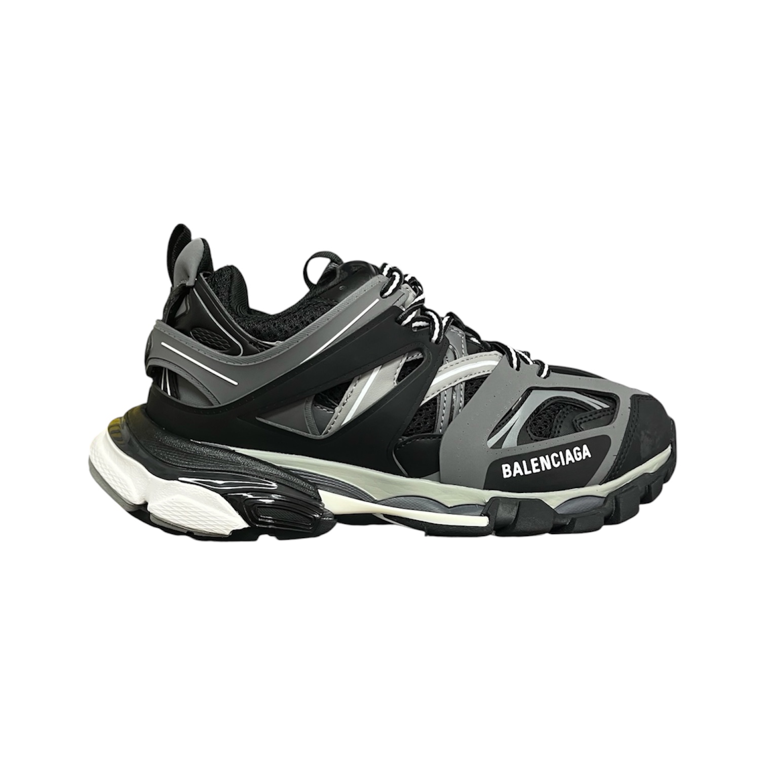 “Track 1” Sneakers (Black/Dark Grey/White) — Balenciaga