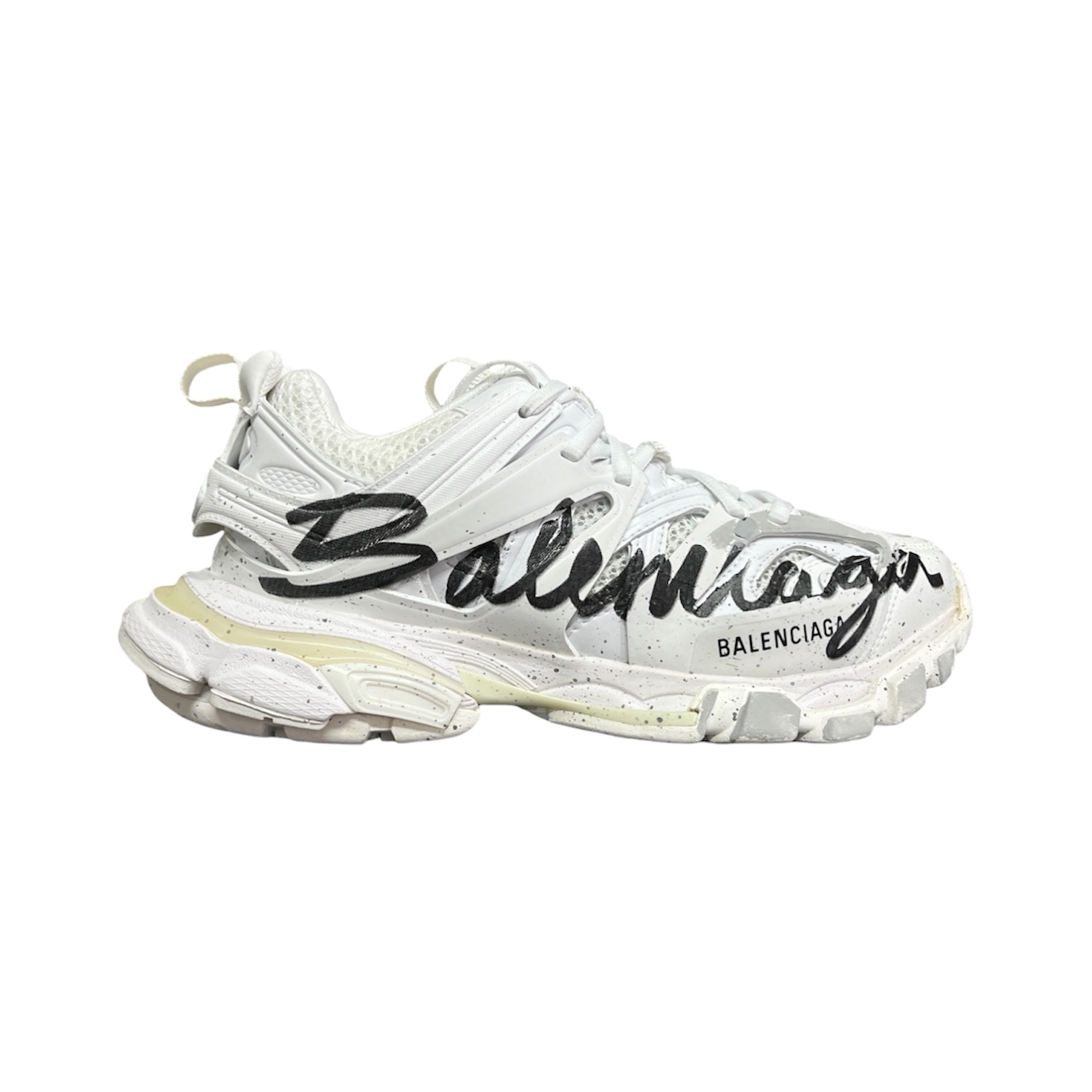 “Track 1 Graffiti” Sneakers (White/Black) — Balenciaga