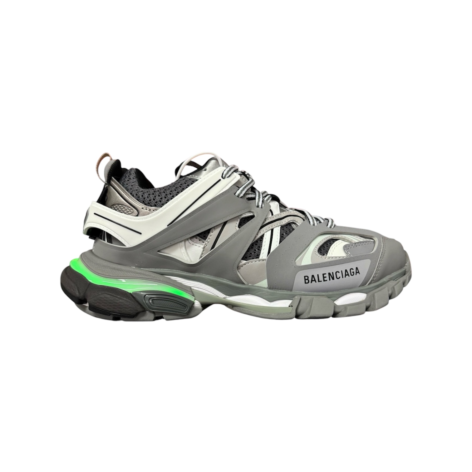“Track 1 LED” Sneakers (White/Grey) — Balenciaga